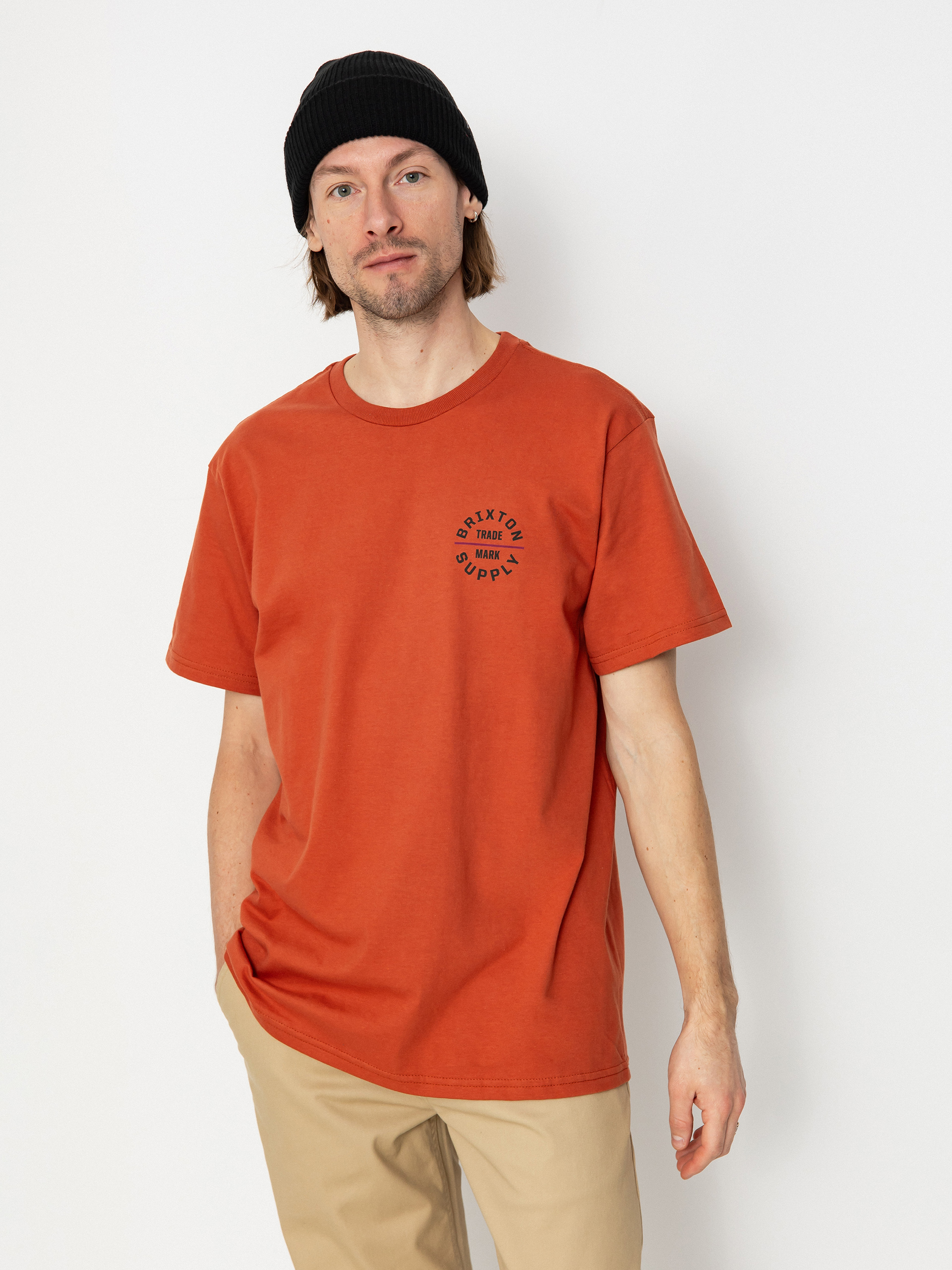 Tricou Brixton Oath V Stt (terracotta/washed black/cranbe)