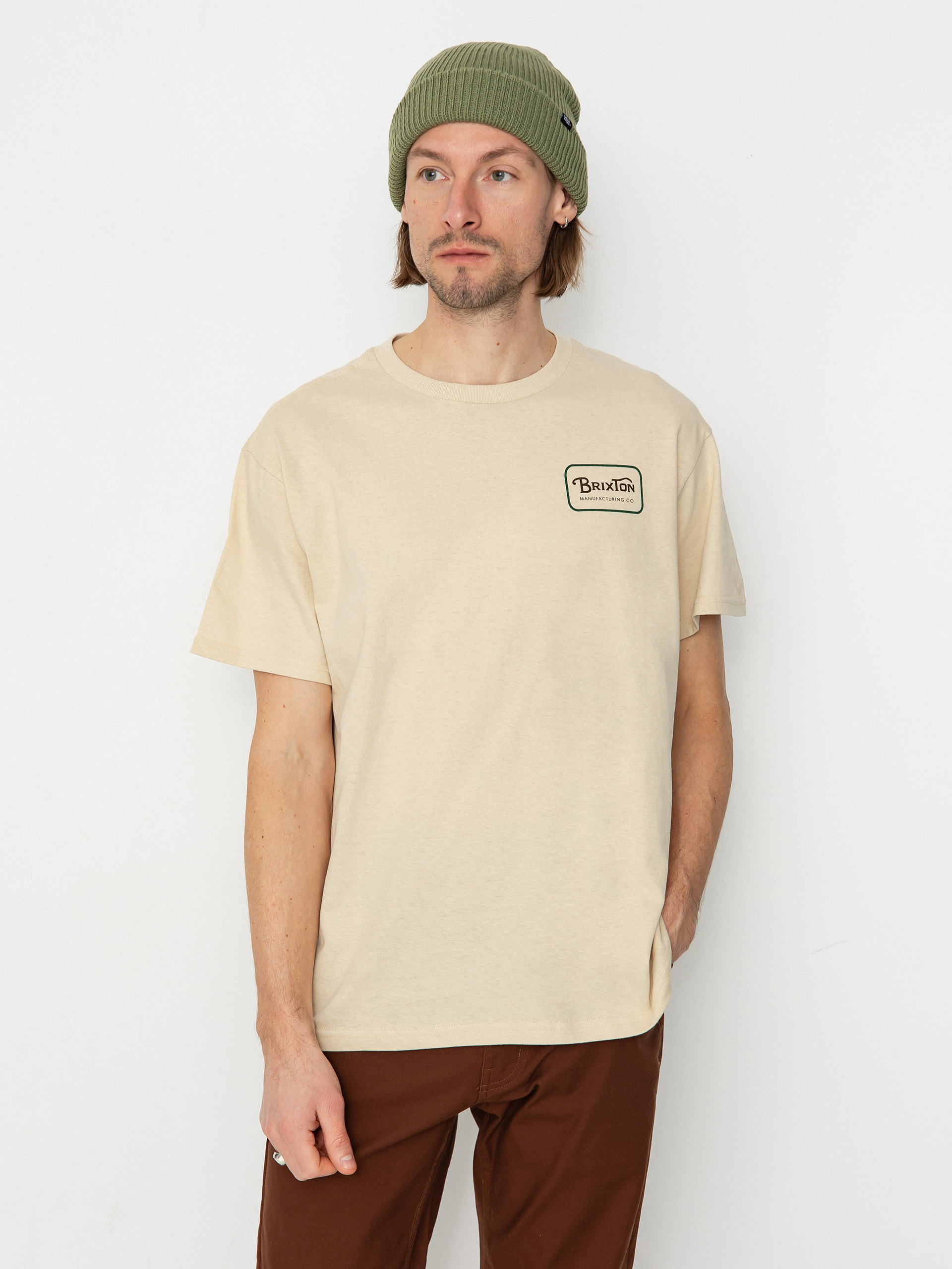 Tricou Brixton Grade Stt (cream/trekking green/sepia)