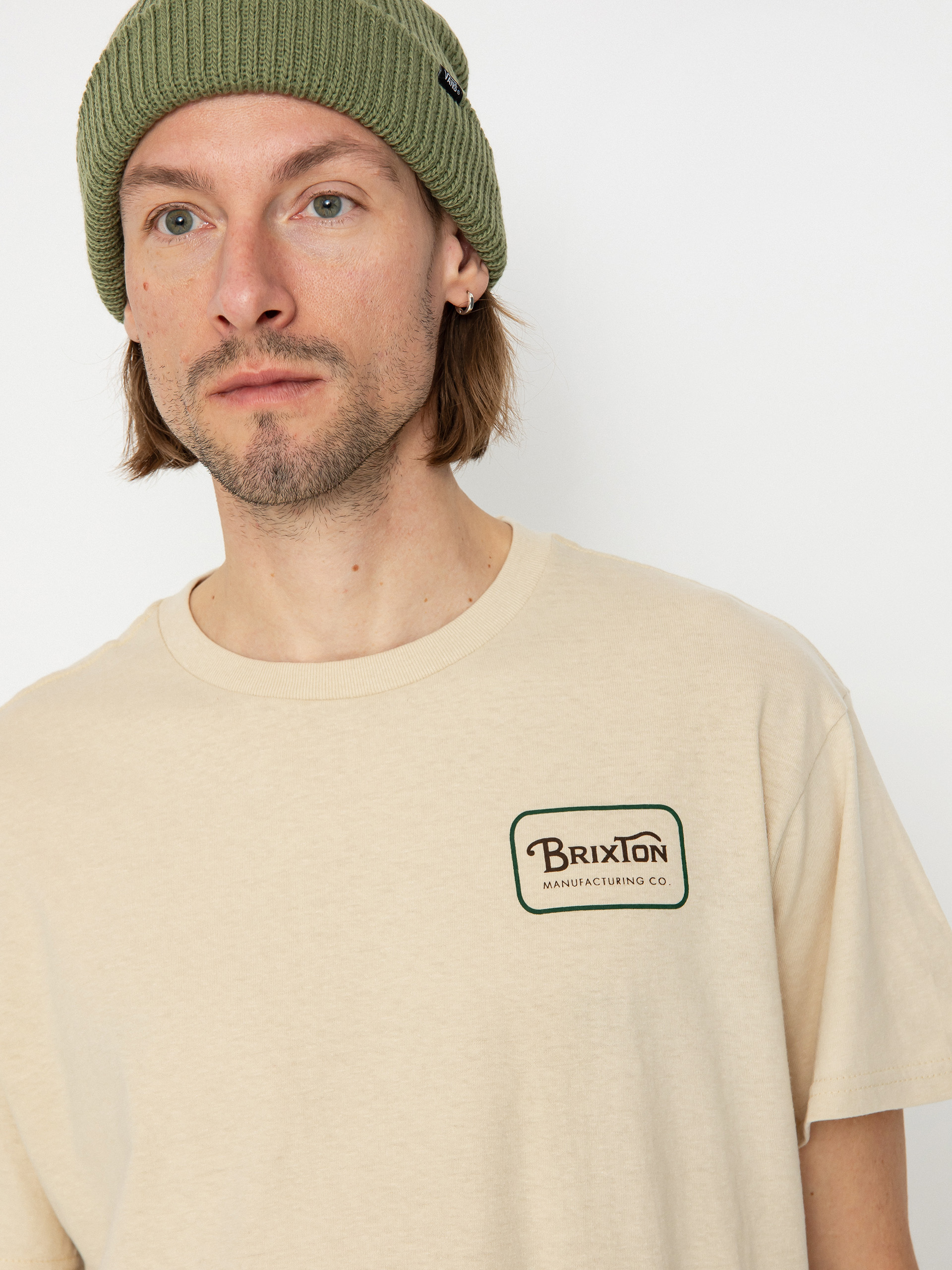 Tricou Brixton Grade Stt (cream/trekking green/sepia)