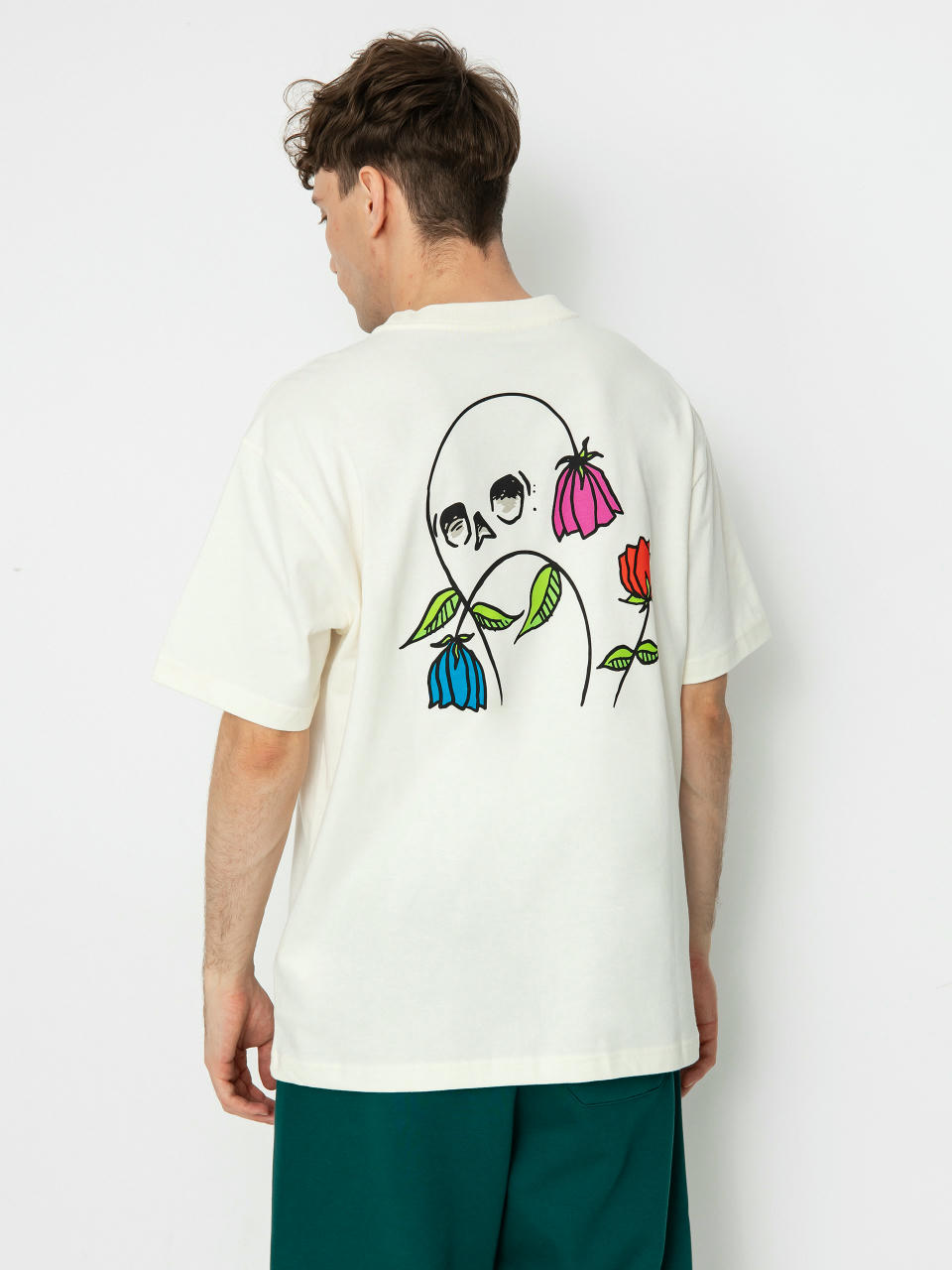 Tricou RVCA Flower Skull (antique white)