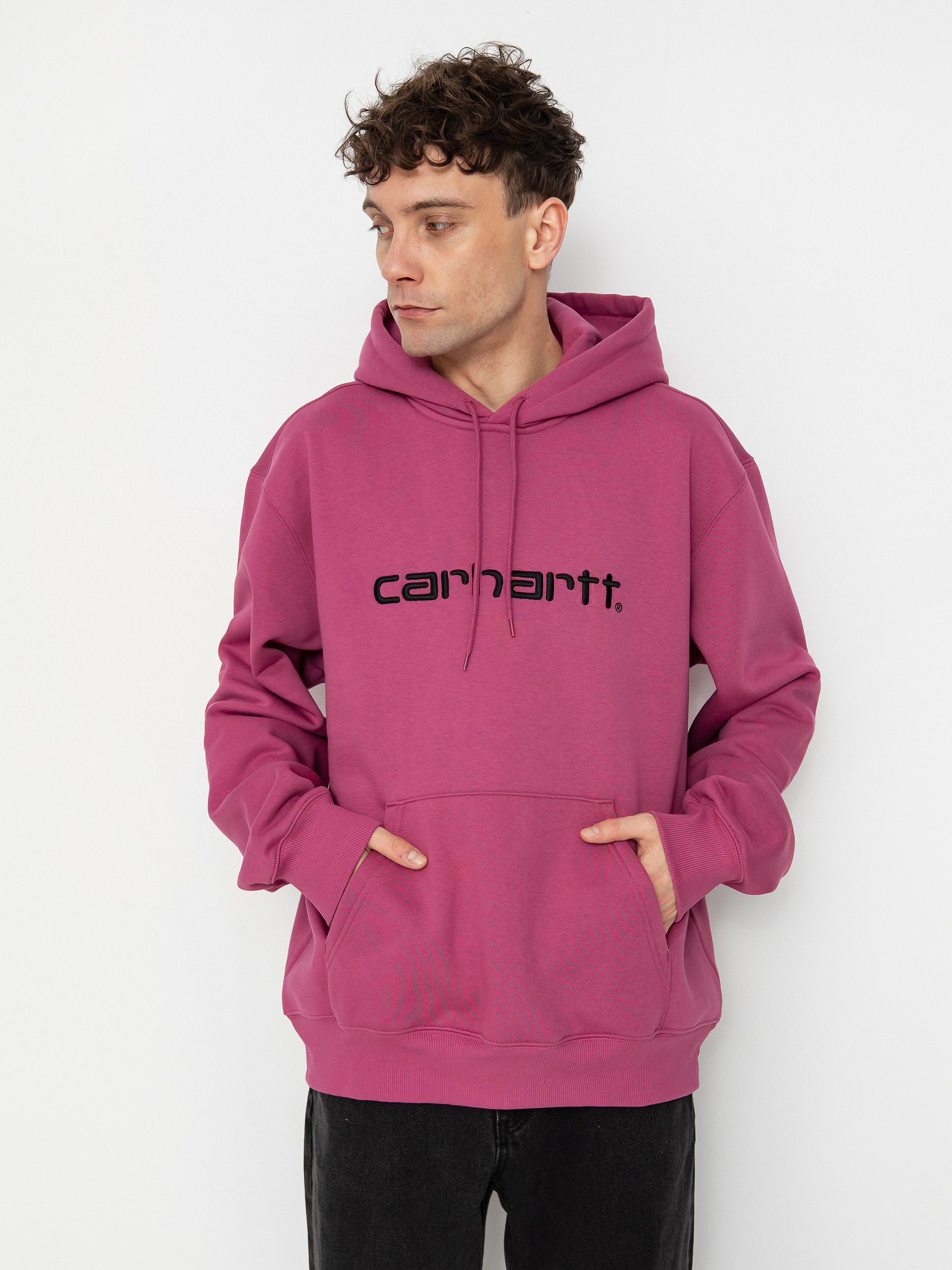 Hanorac cu glugă Carhartt WIP Carhartt HD (magenta/black)