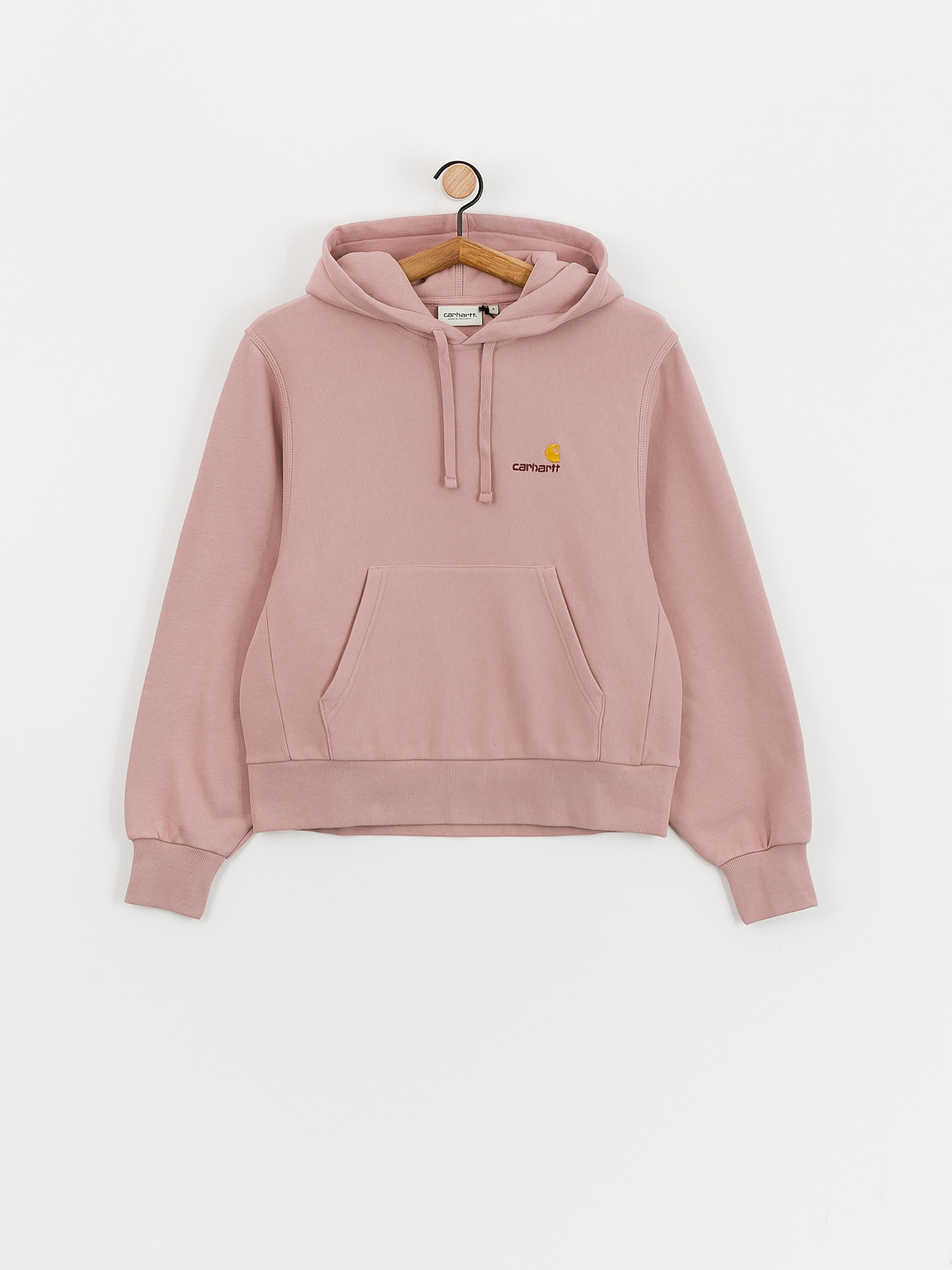 Hanorac cu glugă Carhartt WIP American Script HD Wmn (glassy pink)