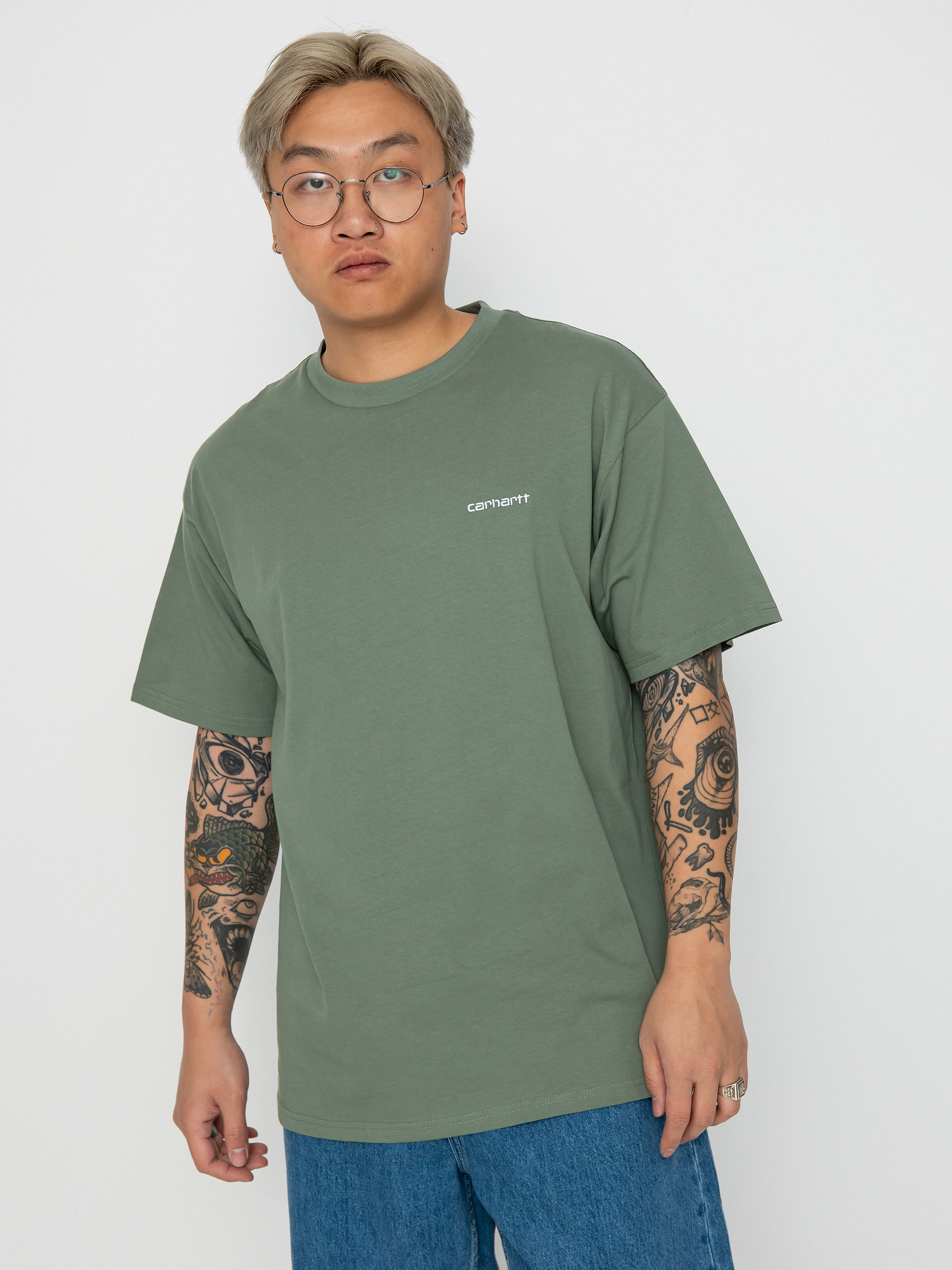 Tricou Carhartt WIP Script Embroidery (park/white)