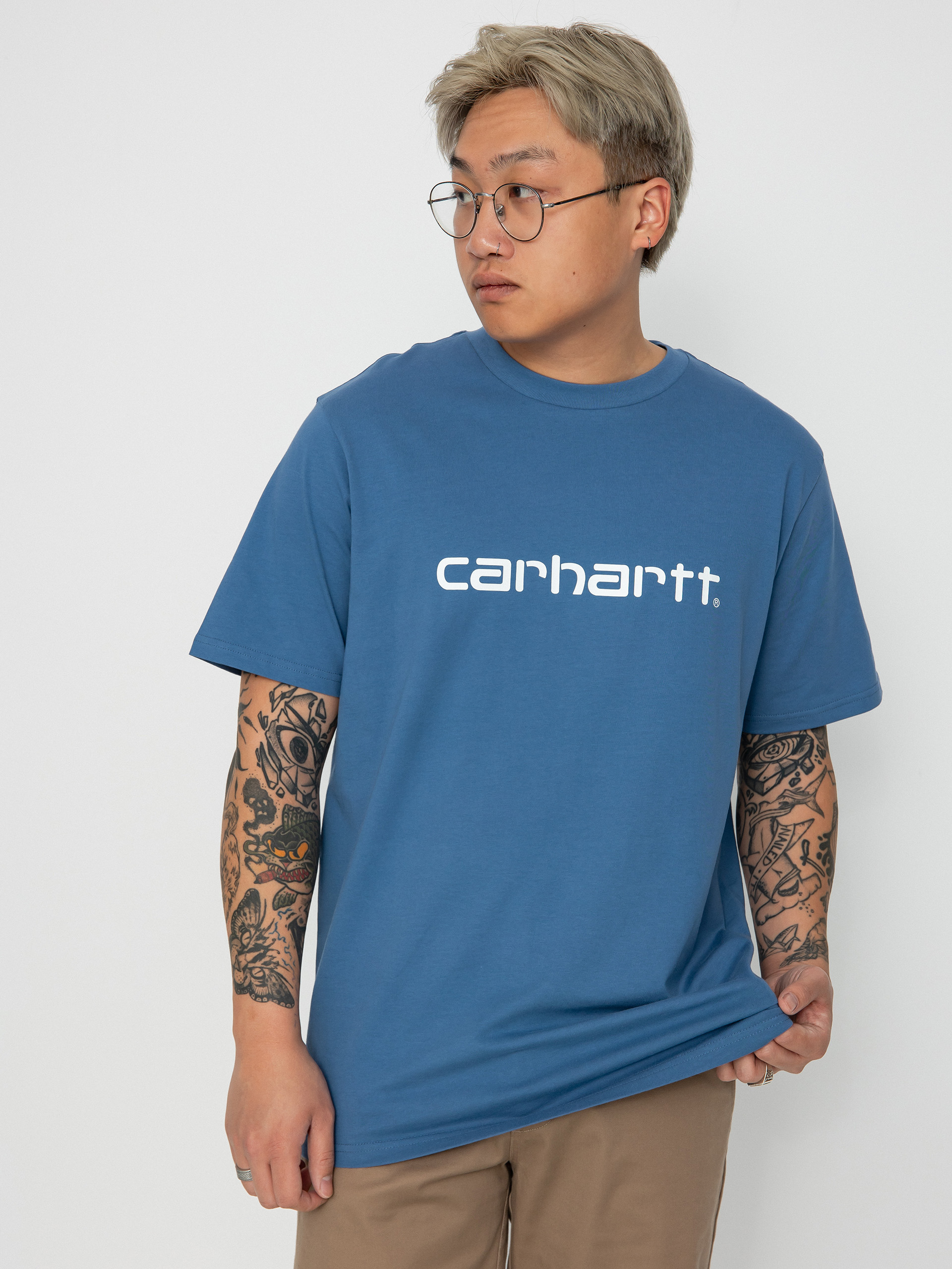 Tricou Carhartt WIP Script (sorrent/white)