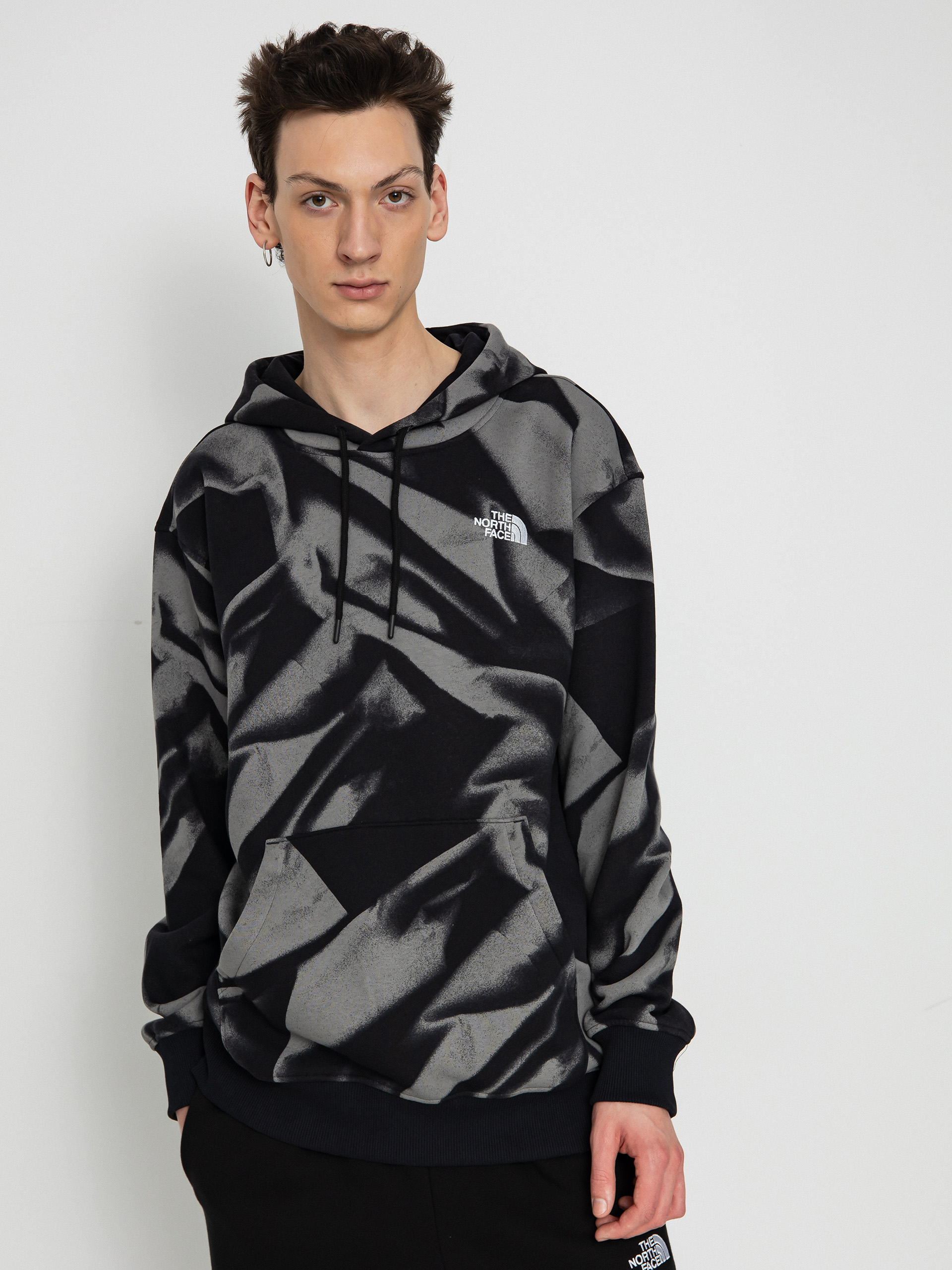 Hanorac cu glugă The North Face Essential HD Print (smoked pearl garment fo)