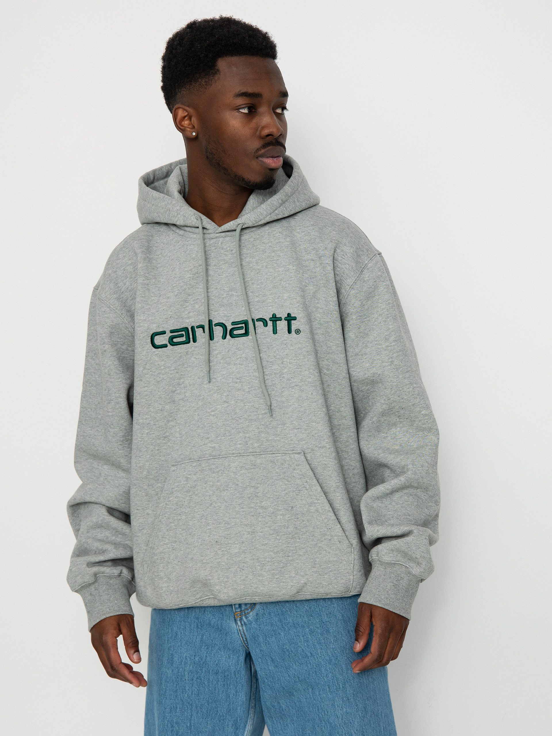 Hanorac cu glugă Carhartt WIP Carhartt HD (grey heather/chervil)