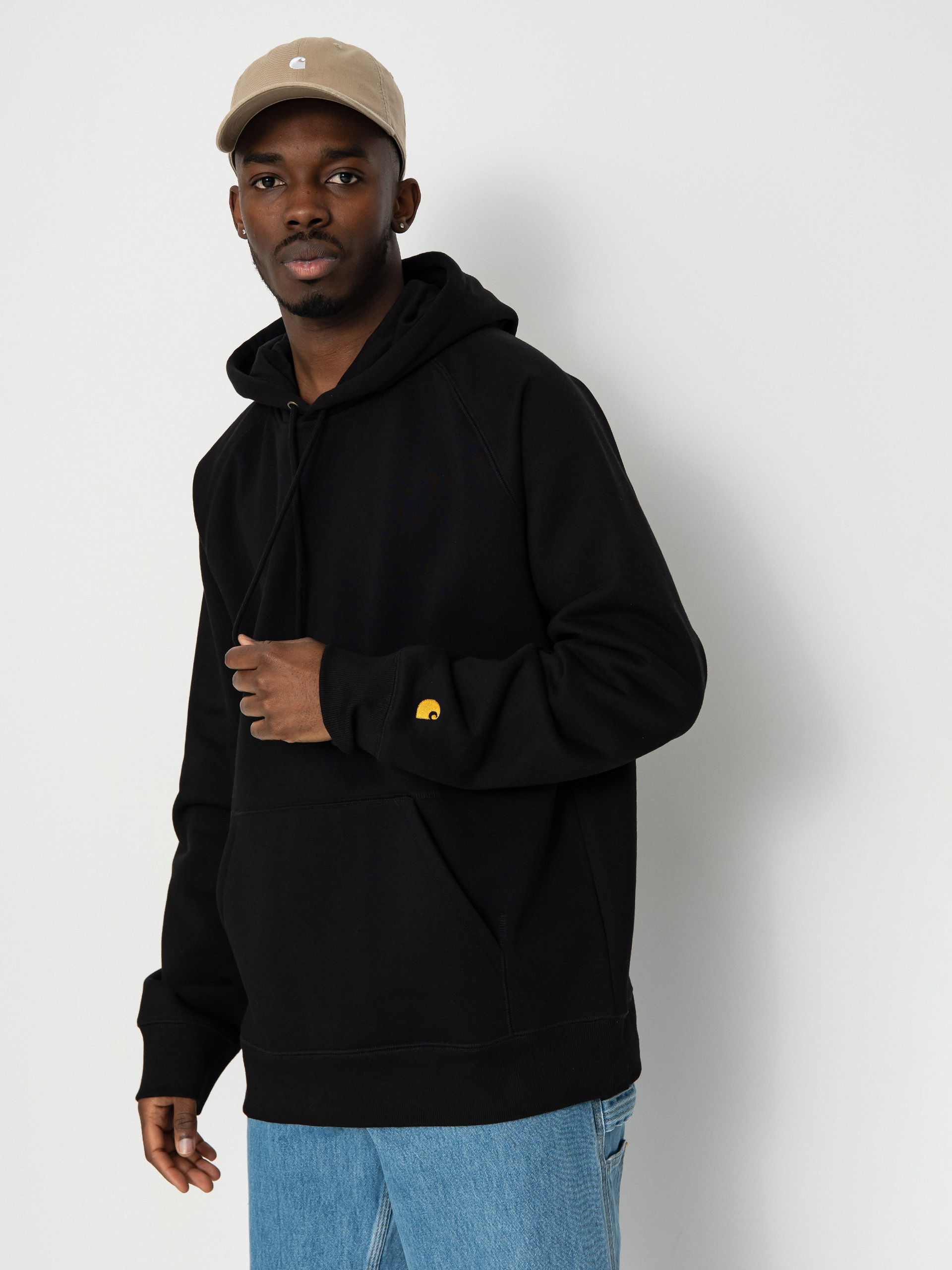 Hanorac cu glugă Carhartt WIP Chase HD (black/gold)