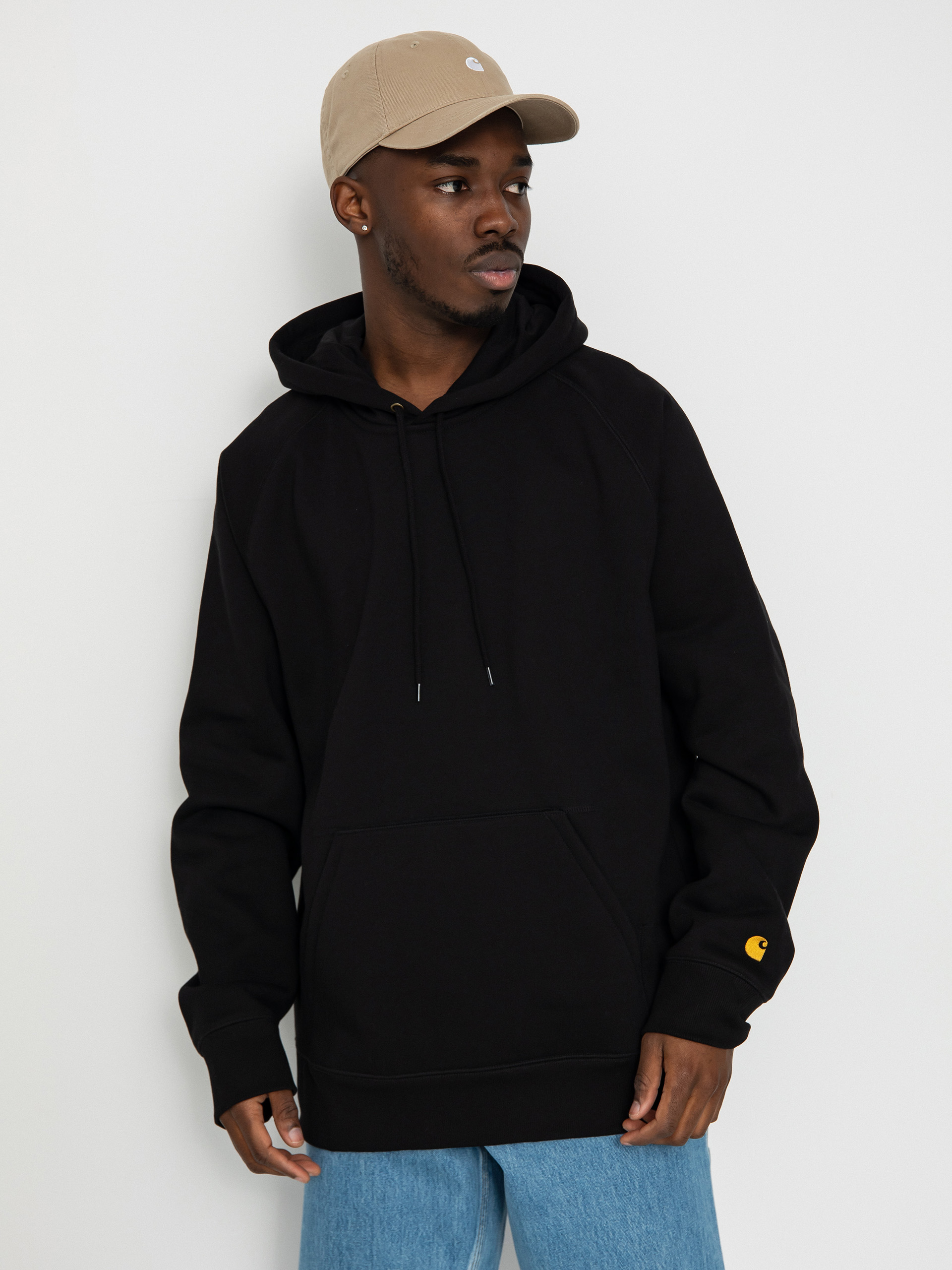 Hanorac cu glugă Carhartt WIP Chase HD (black/gold)