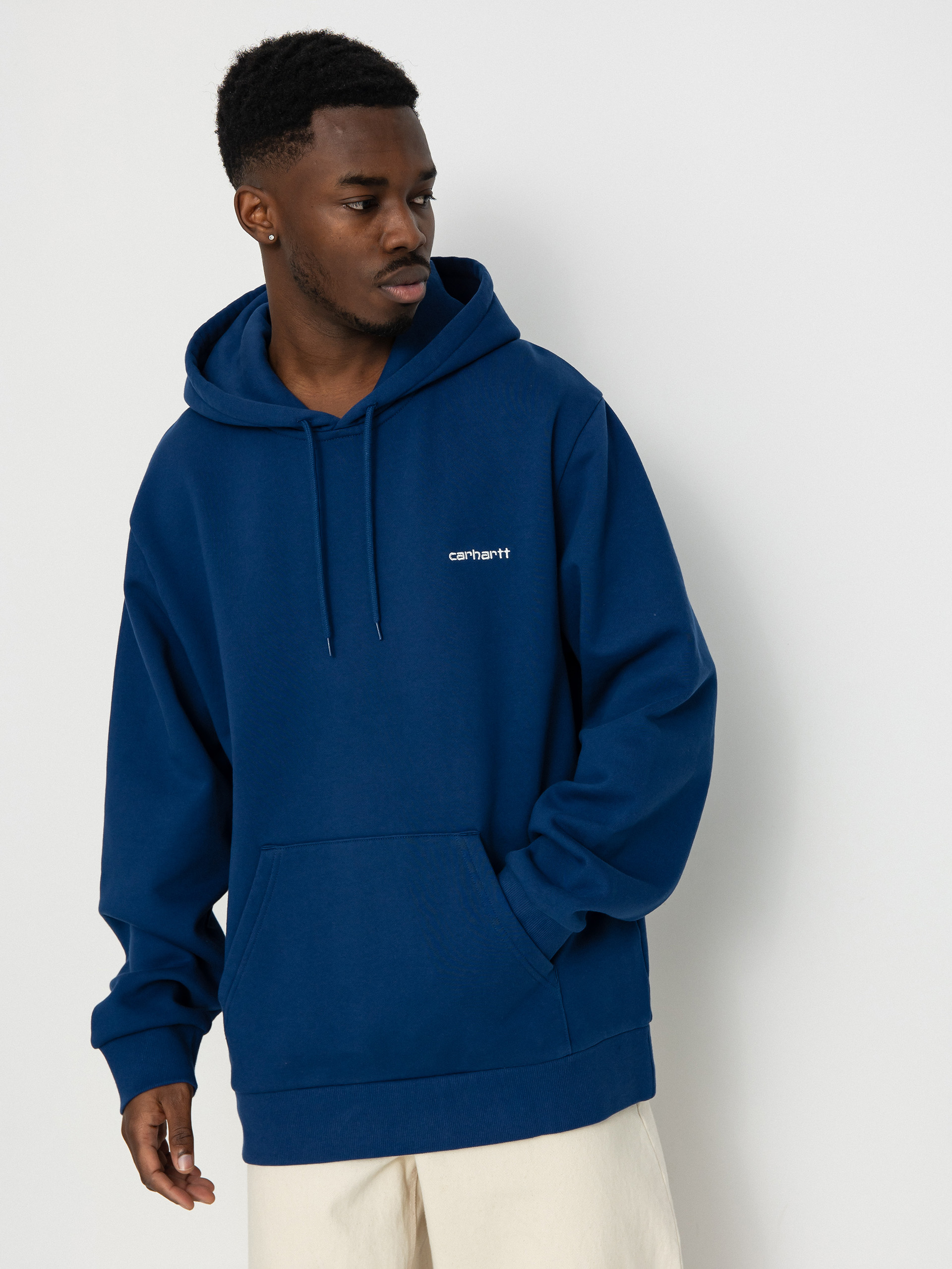 Hanorac cu glugă Carhartt WIP Script Embroidery HD (elder/white)