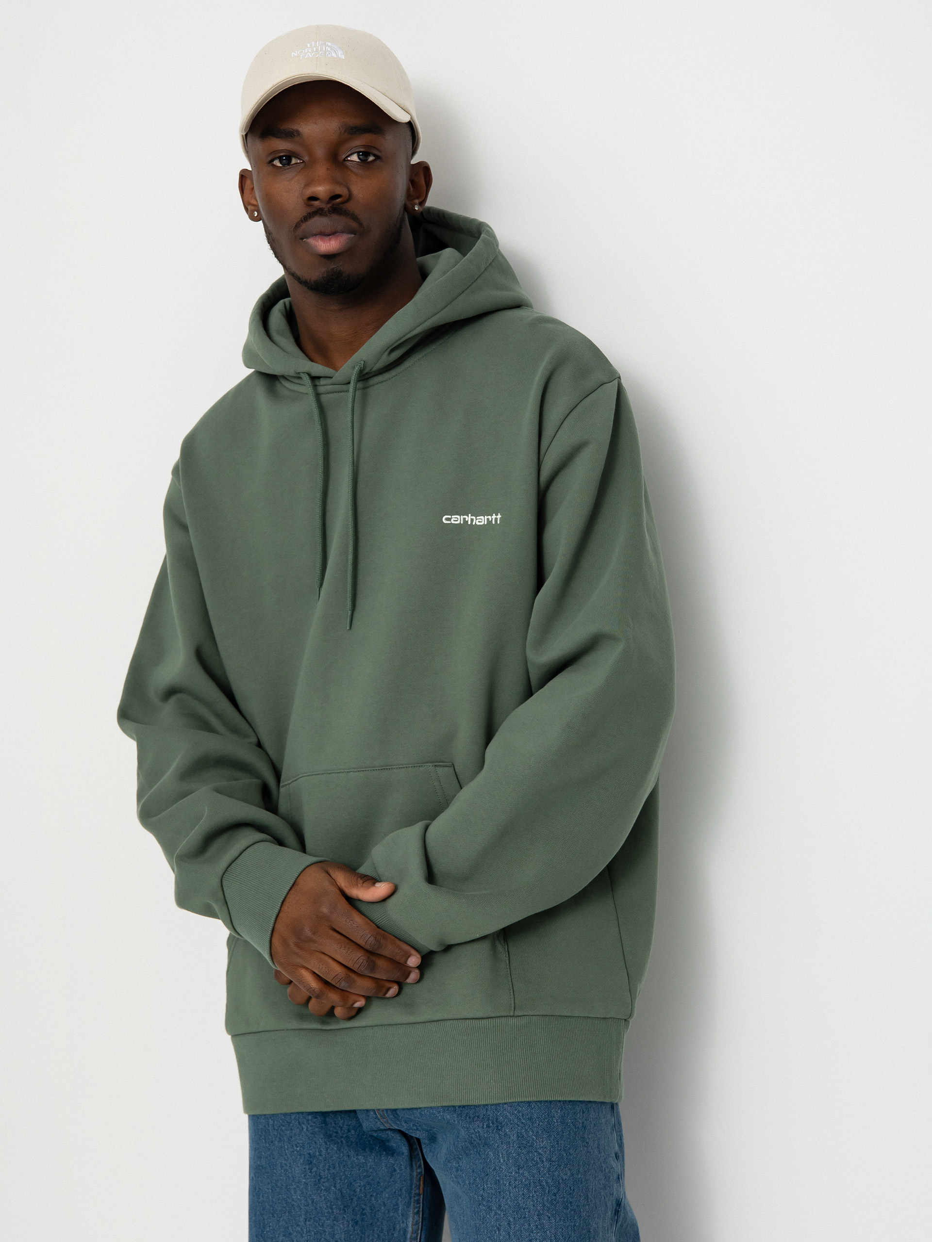 Hanorac cu glugă Carhartt WIP Script Embroidery HD (park/white)