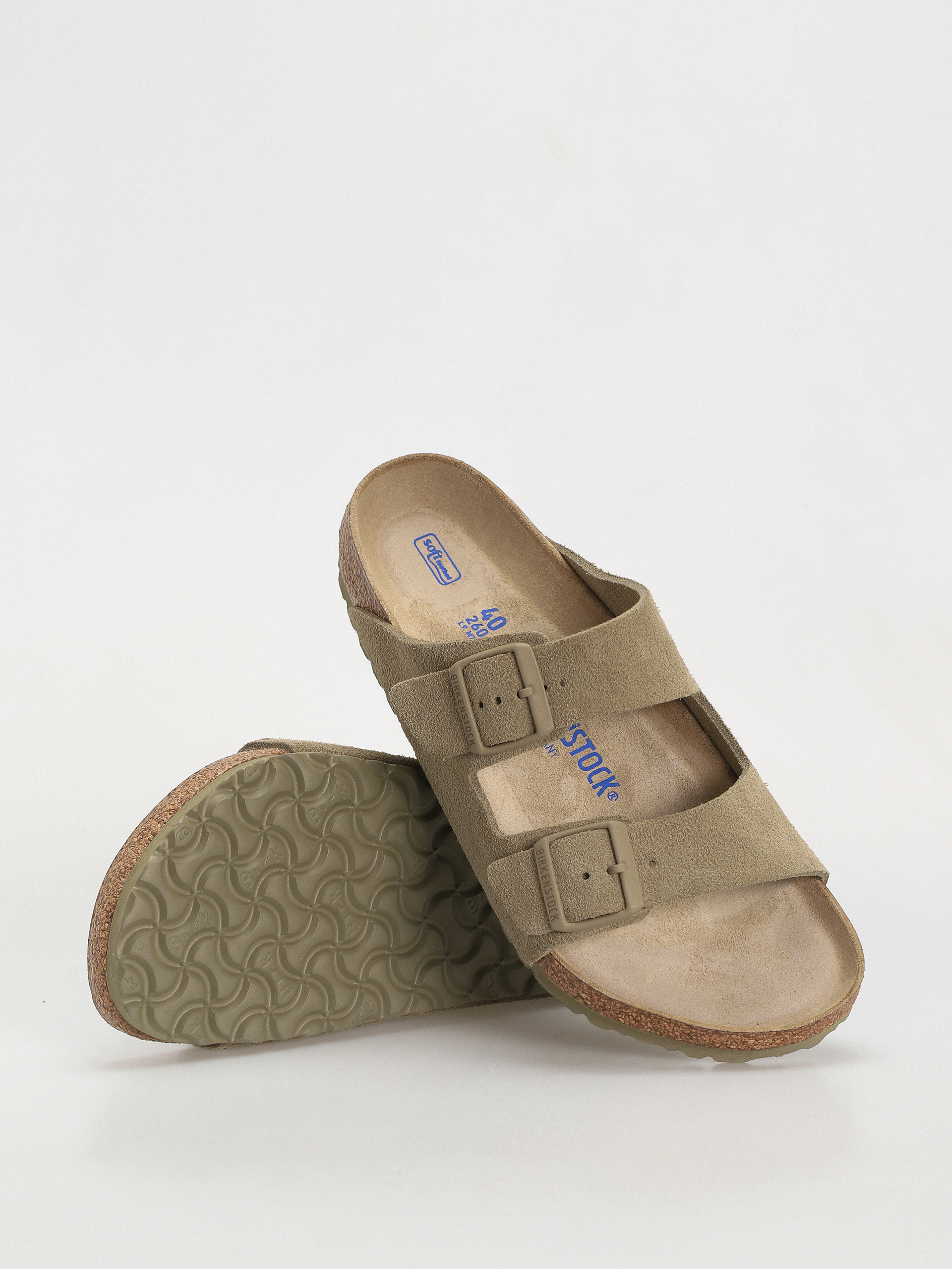 Șlapi Birkenstock Arizona Suede Leather Regular - gri (faded khaki)