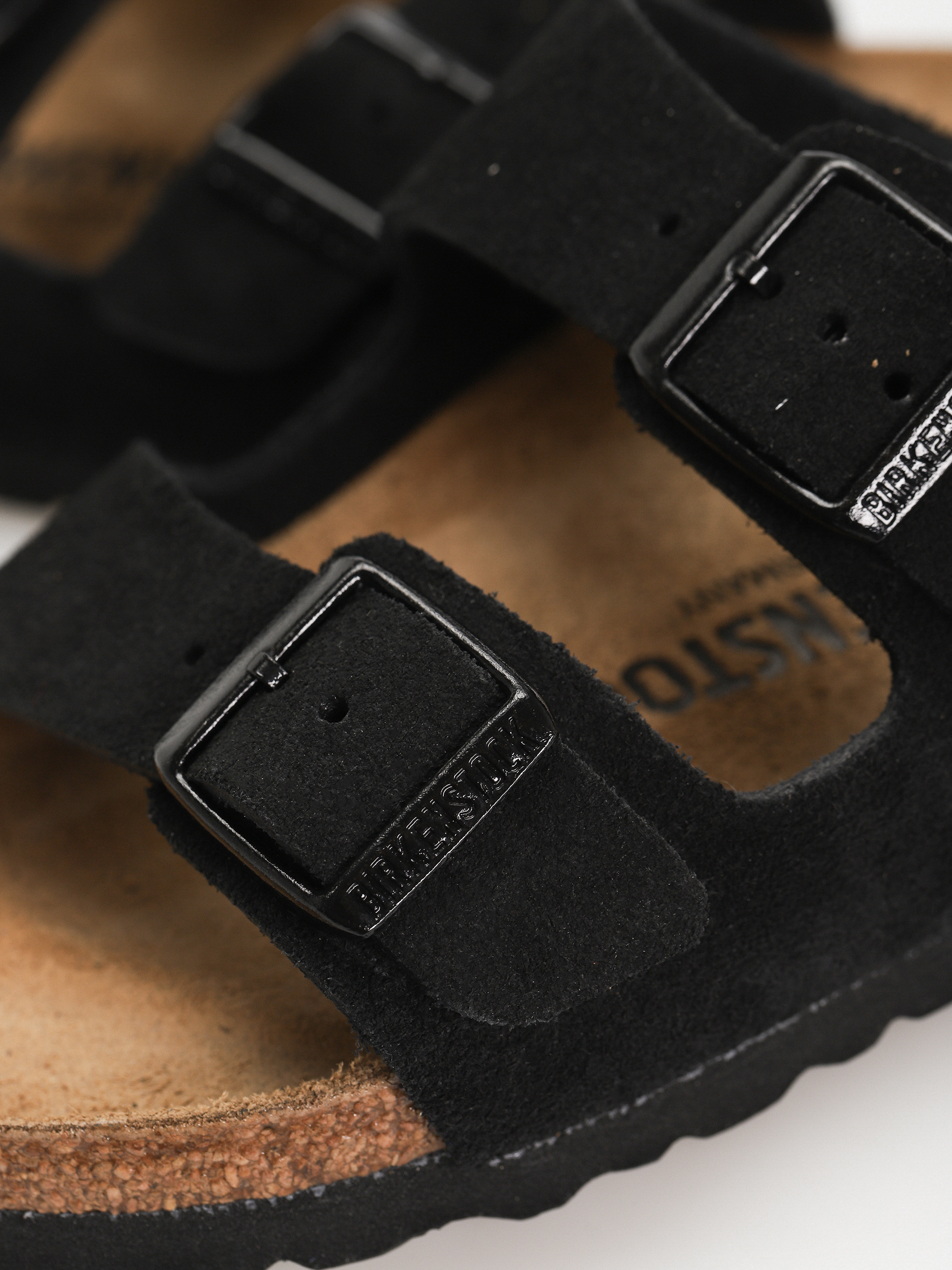 Șlapi Birkenstock Arizona Suede Leather Narrow Wmn (black)