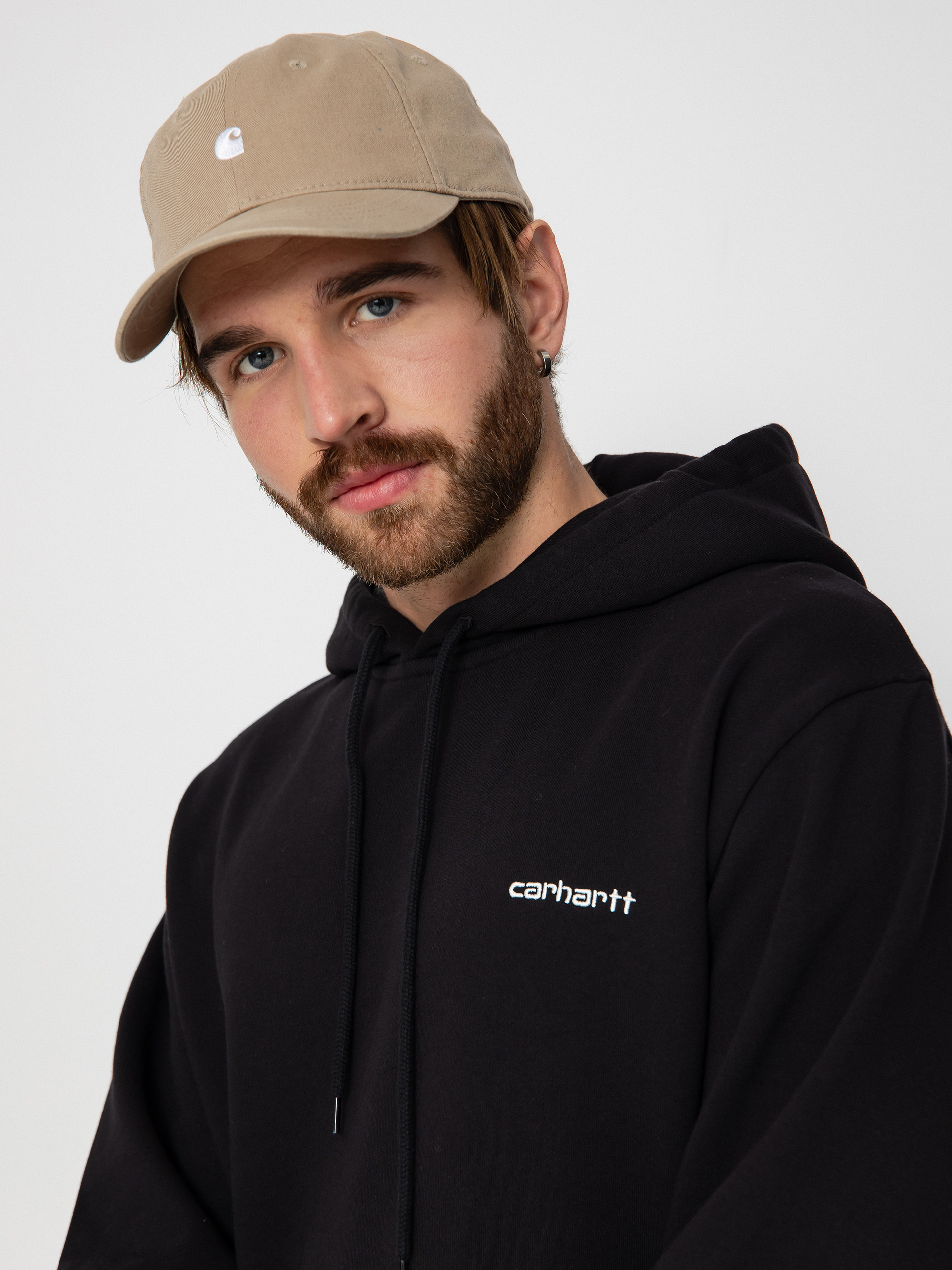 Hanorac cu glugă Carhartt WIP Script Embroidery HD (black/white)
