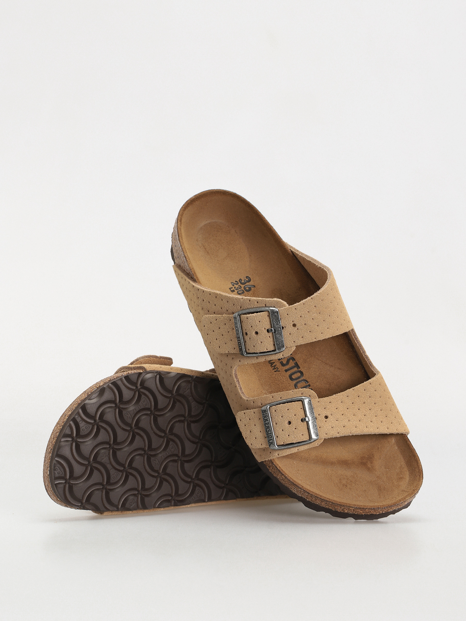 Șlapi Birkenstock Arizona Suede Embossed Narrow Wmn - bej (emboss