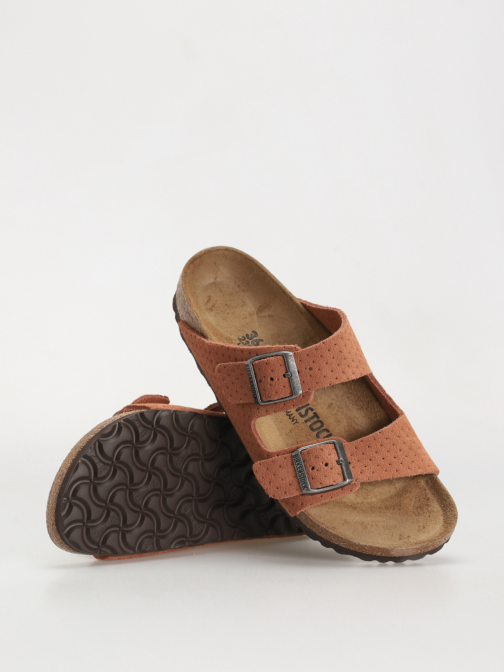 Șlapi Birkenstock Arizona Suede Embossed Narrow Wmn (emboss dots burnt orange)