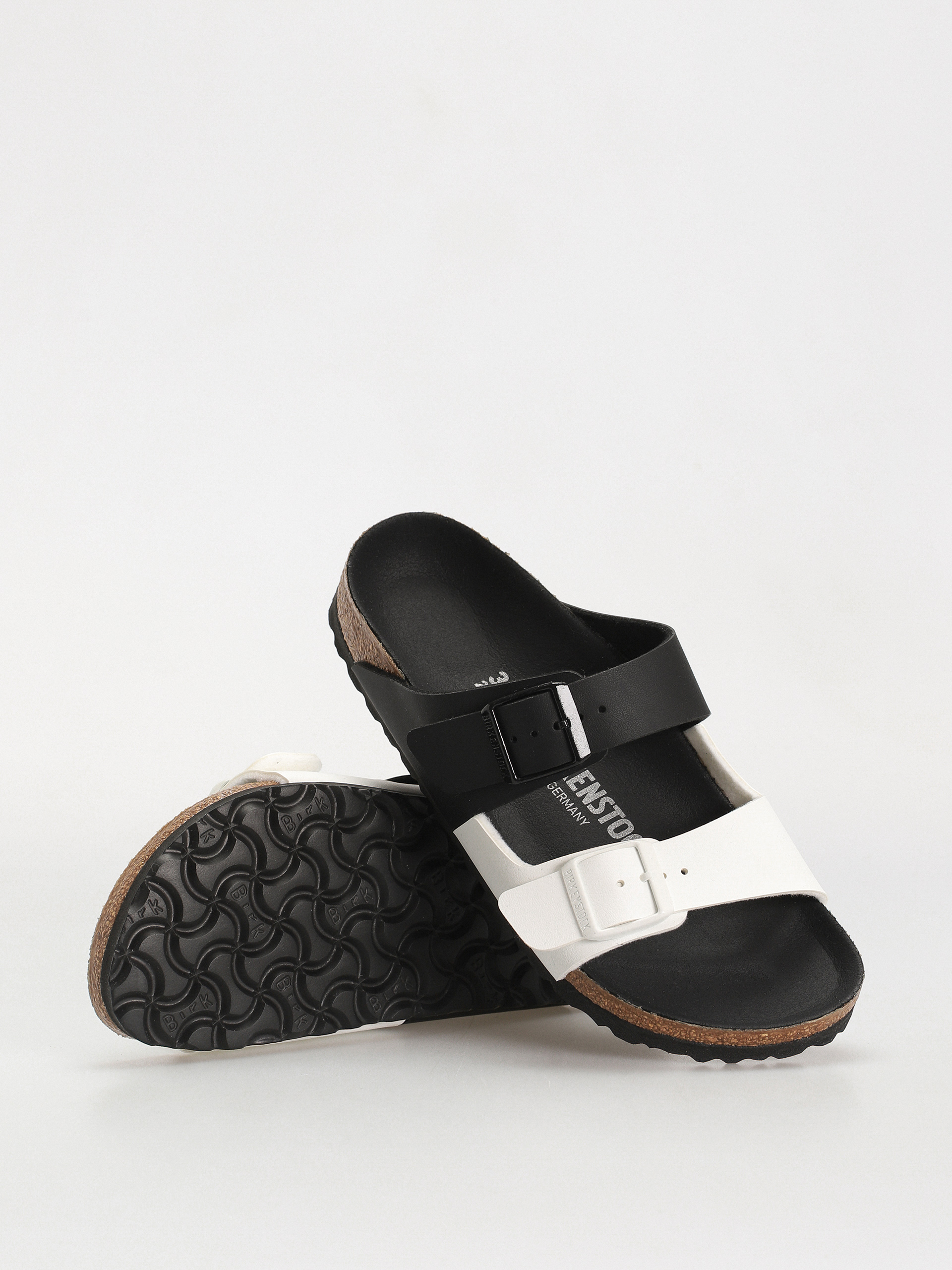 Șlapi Birkenstock Arizona Birko Flor Narrow Wmn (black/white)