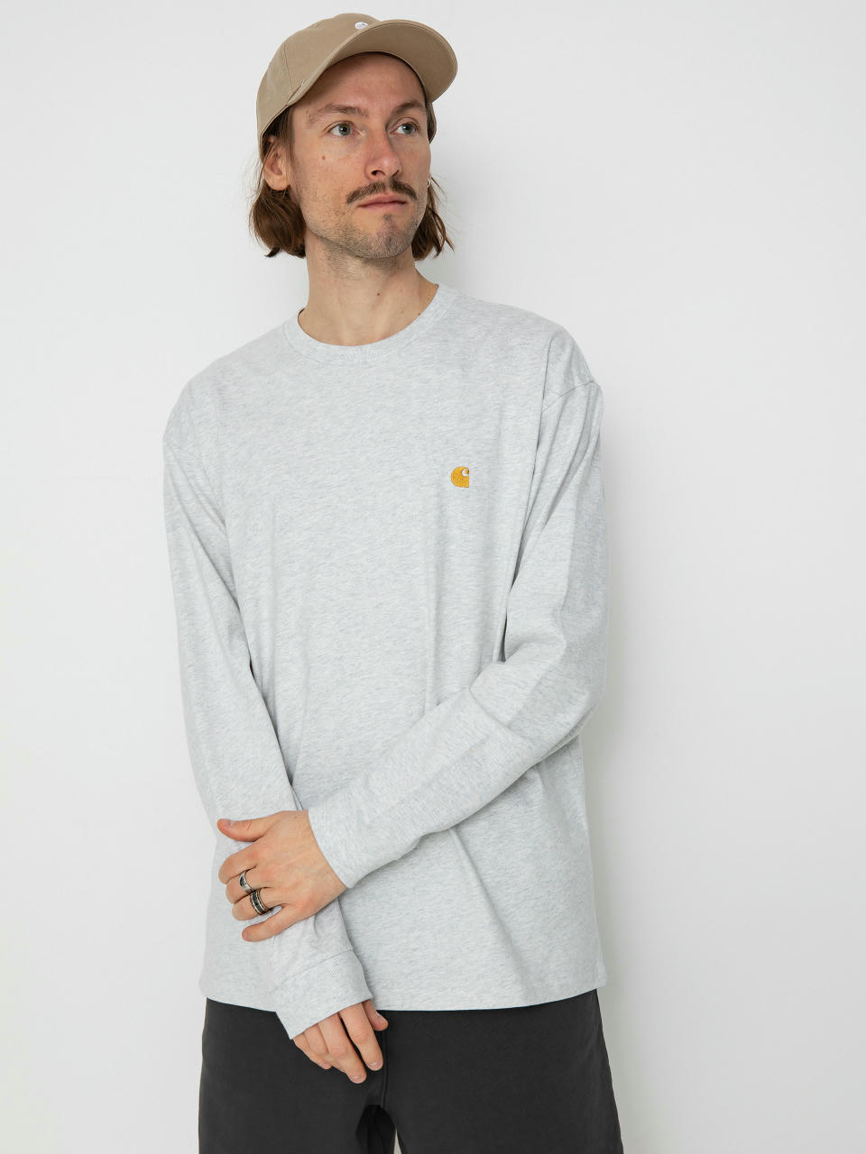 Longsleeve Carhartt WIP Chase (ash heather/gold)