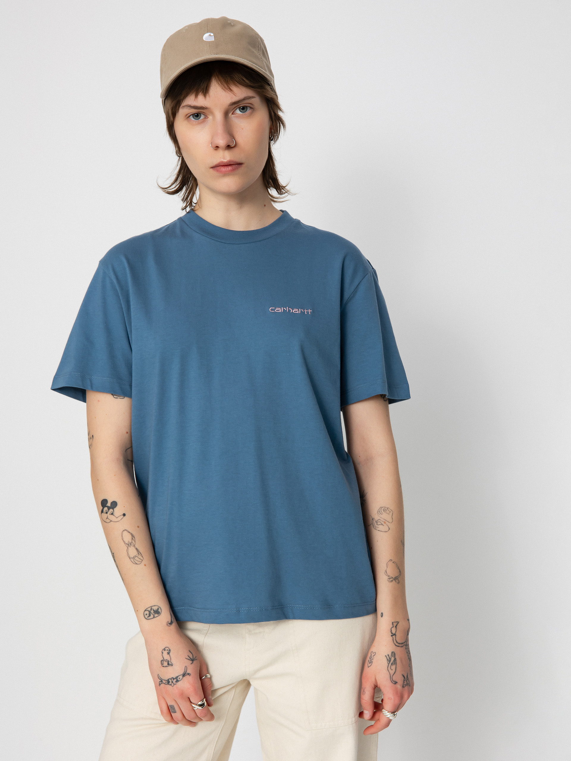 Tricou Carhartt WIP Script Embroidery Wmn (sorrent/glassy pink)