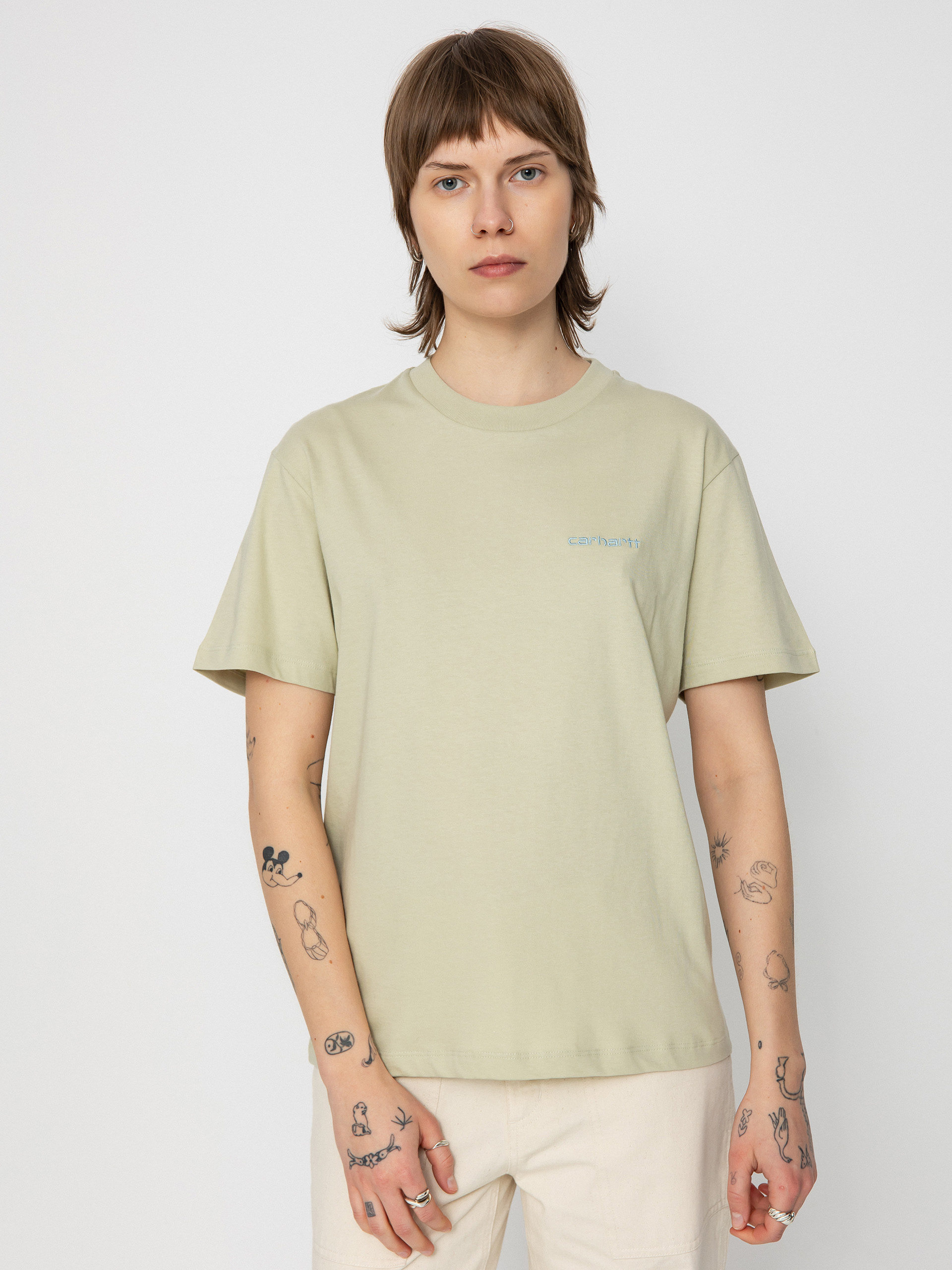 Tricou Carhartt WIP Script Embroidery Wmn (beryl/frosted blue)