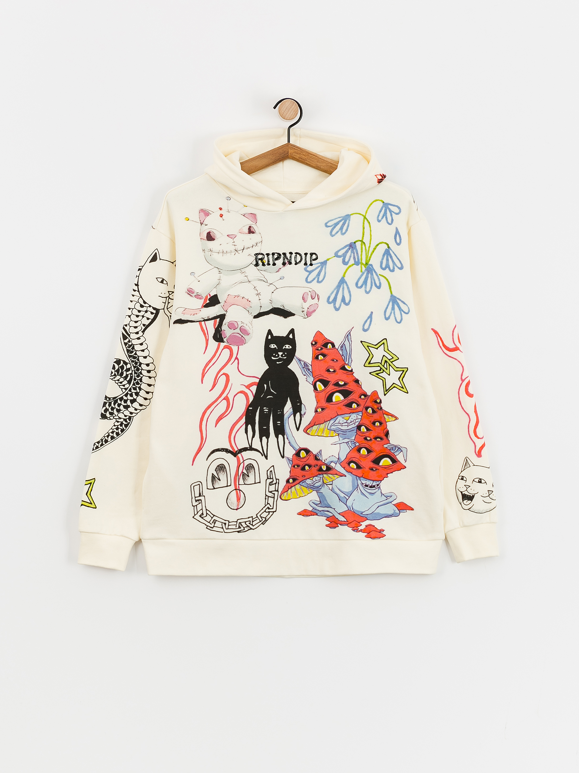 Hanorac cu glugă RipNDip Travis HD (off white)