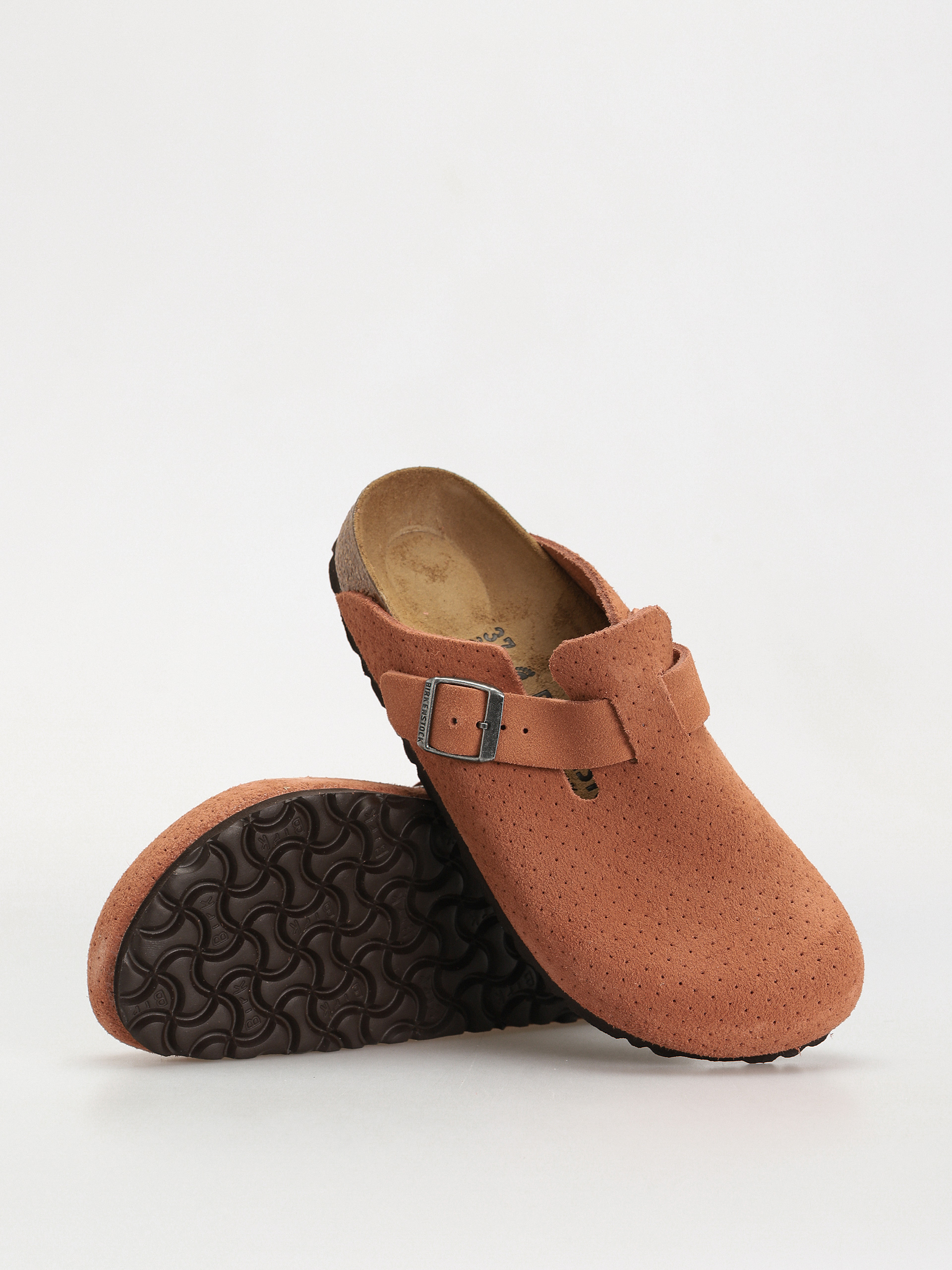 Șlapi Birkenstock Boston Suede Embossed Narrow Wmn (emboss dots burnt orange)