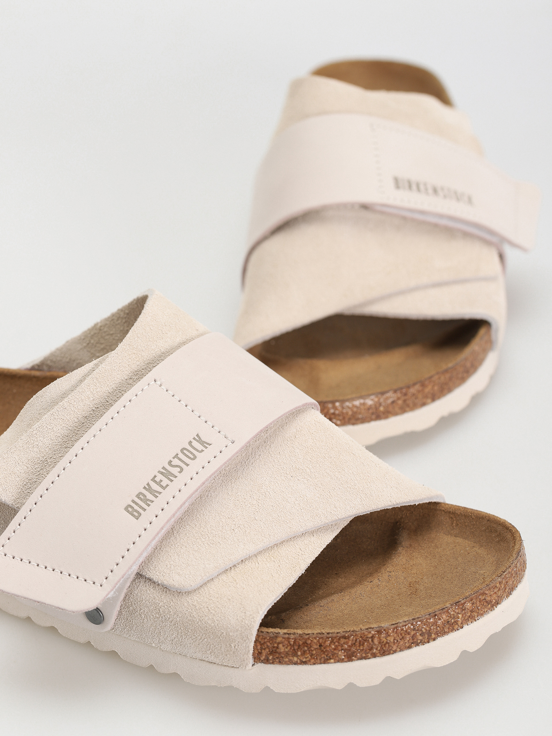 Șlapi Birkenstock Kyoto Nubuck Suede Leather Narrow Wmn (antique white)