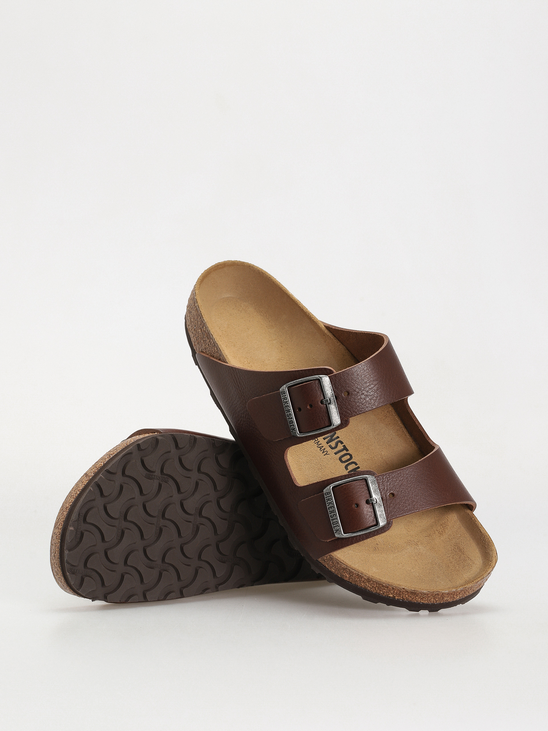 Șlapi Birkenstock Arizona Grip Natural Leather Regular (vintage wood roast)