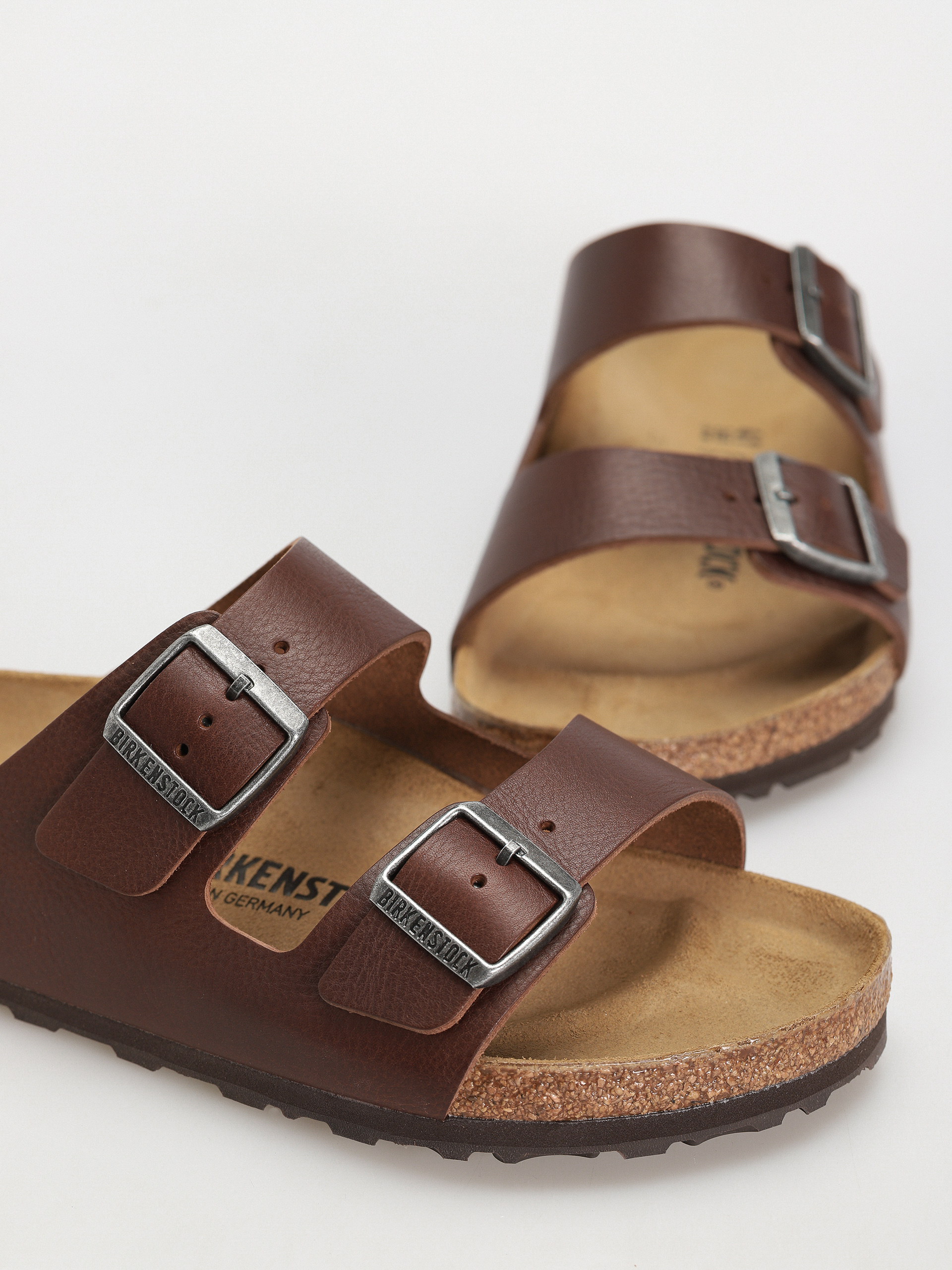 Șlapi Birkenstock Arizona Grip Natural Leather Regular (vintage wood roast)