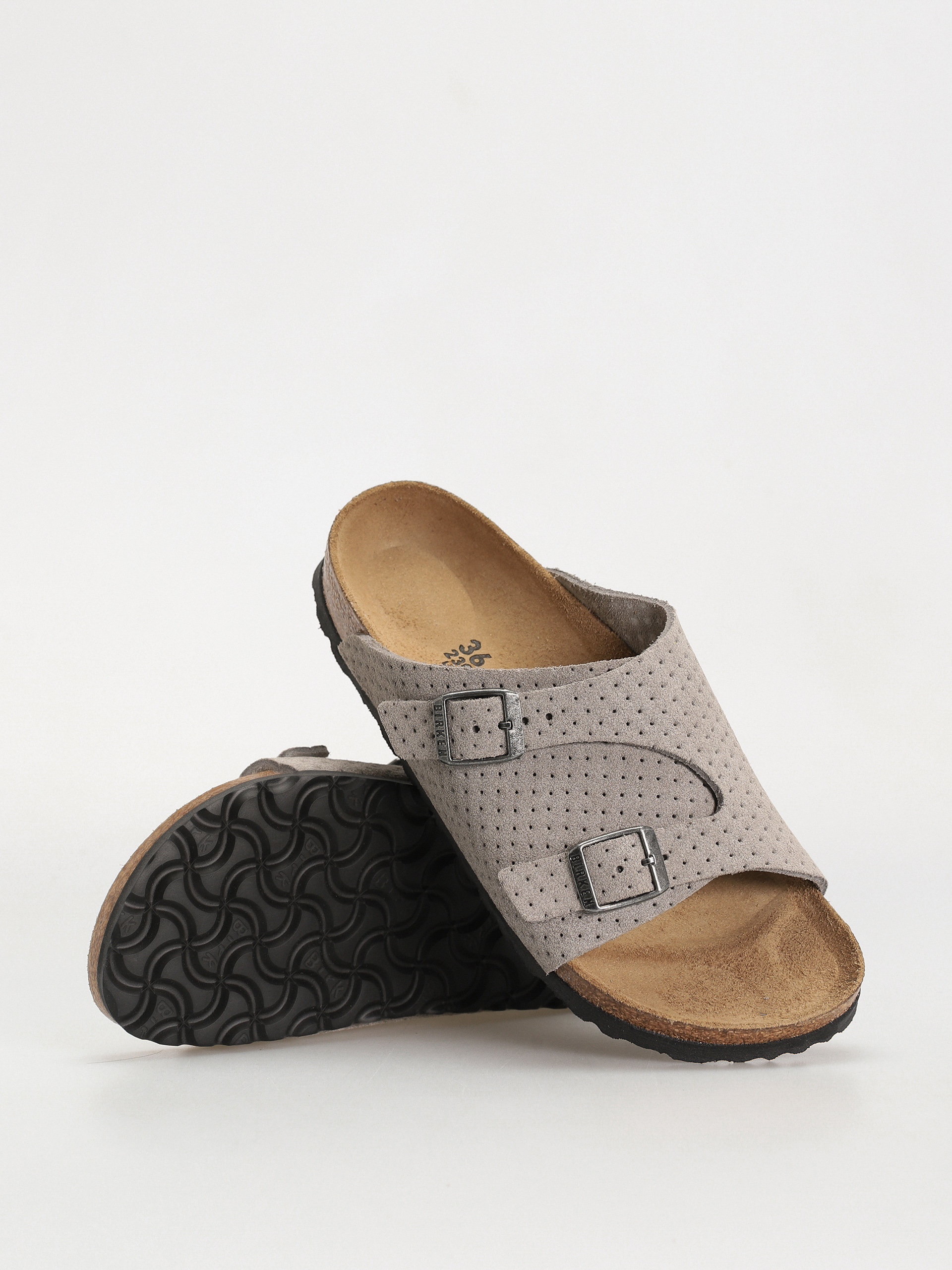 Șlapi Birkenstock Zurich Suede Embossed Narrow Wmn - gri (emboss