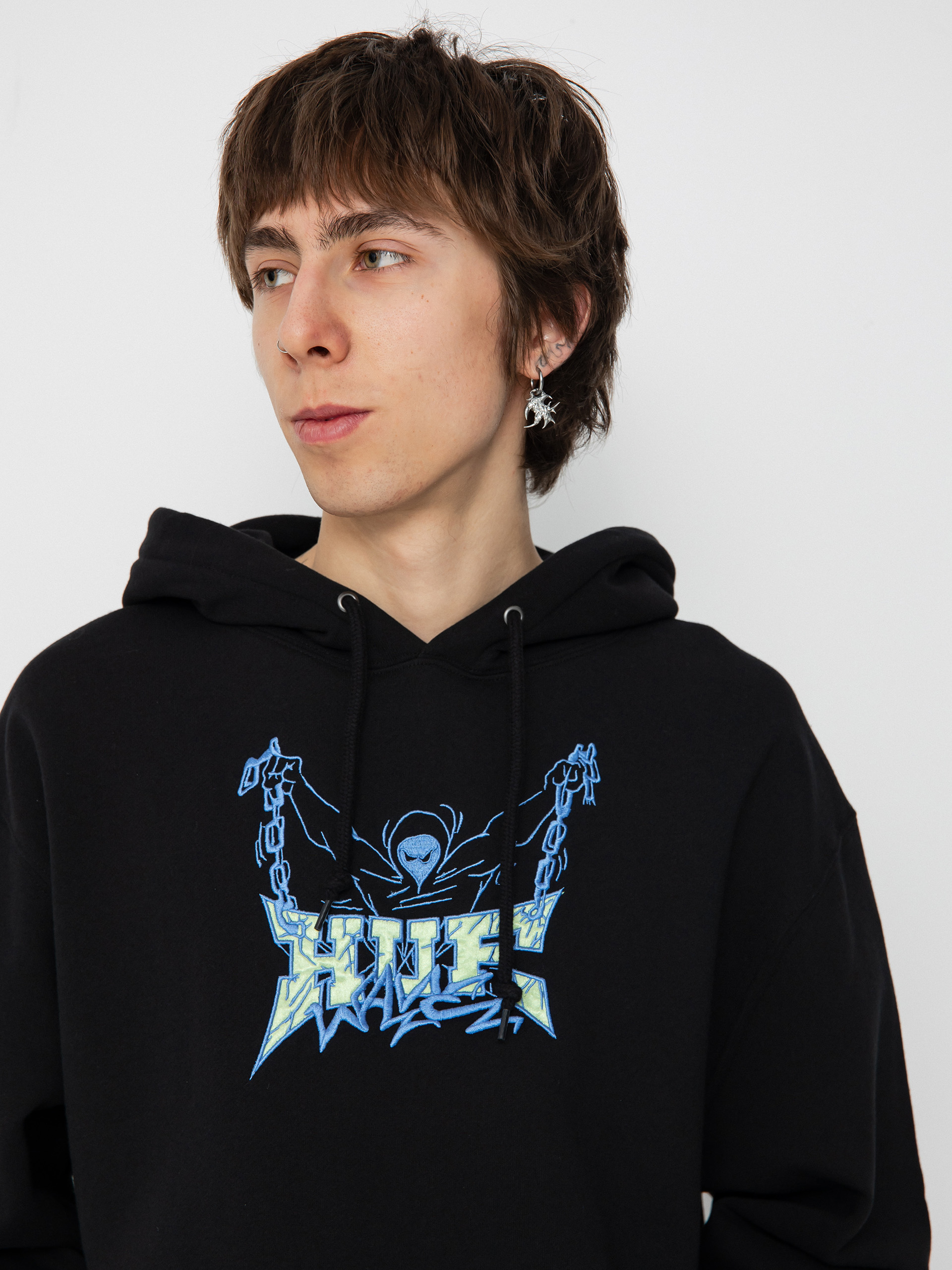 Hanorac cu glugă HUF Zine HD (black)