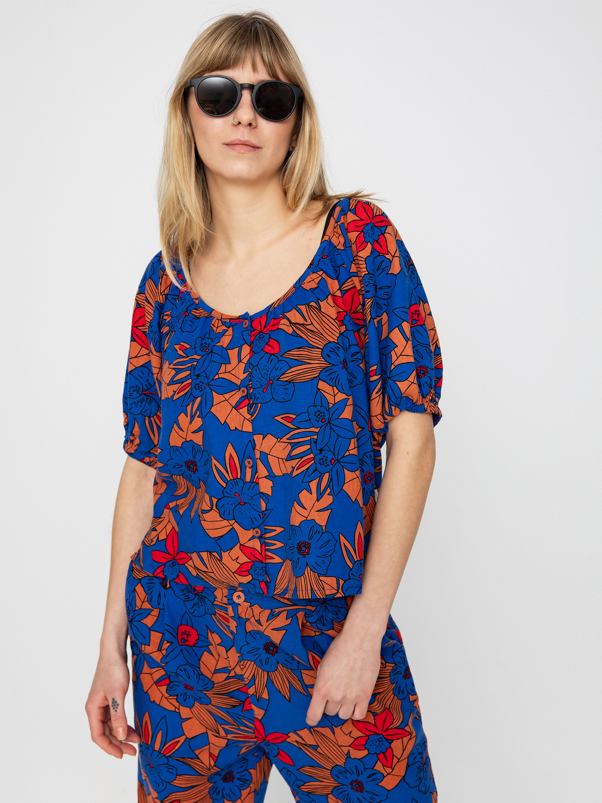 Cămașă Brixton Mercado Linen Top Wmn (terracotta)