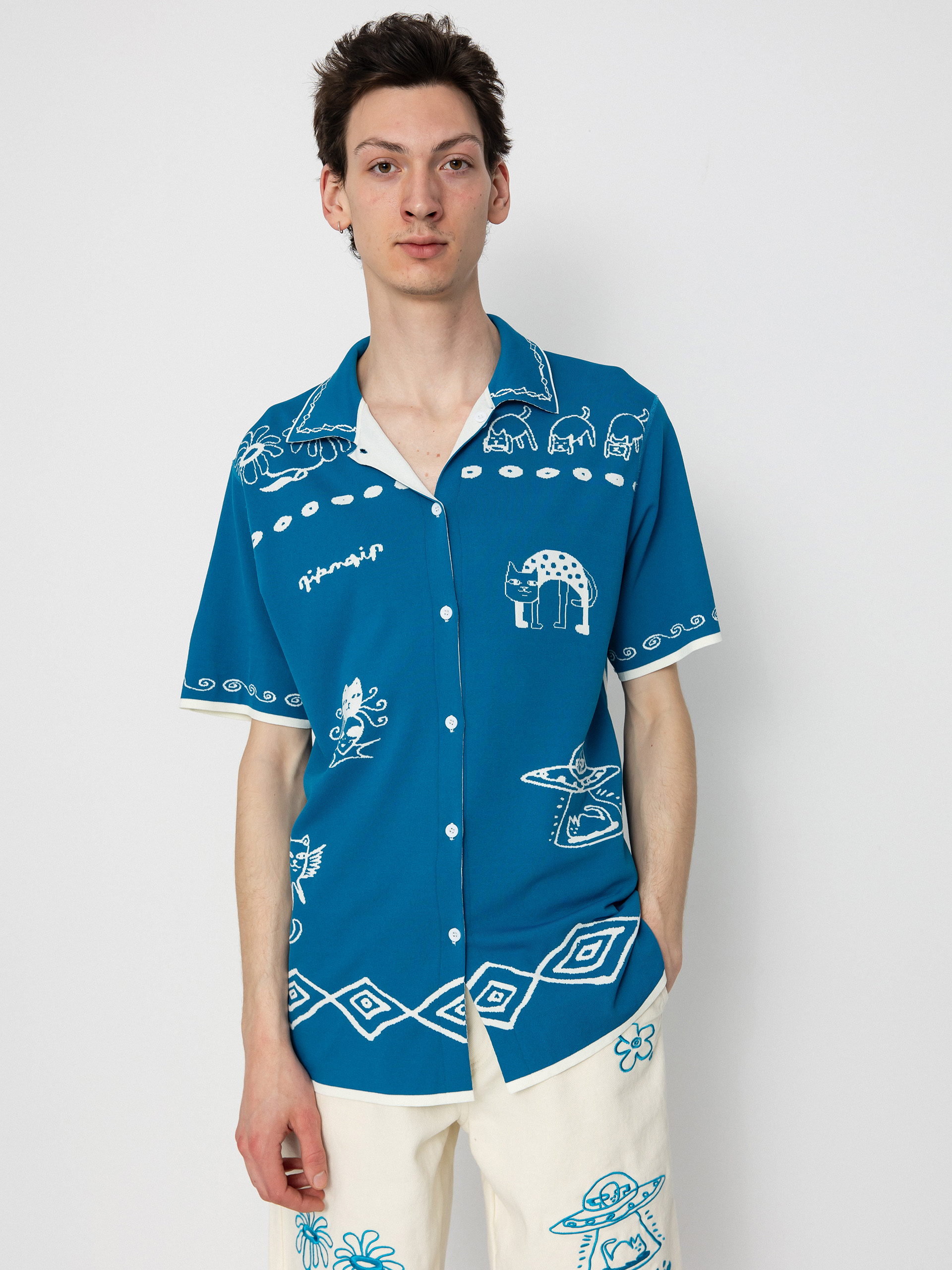 Cămașă RipNDip Blonded Knitted Button (off white)