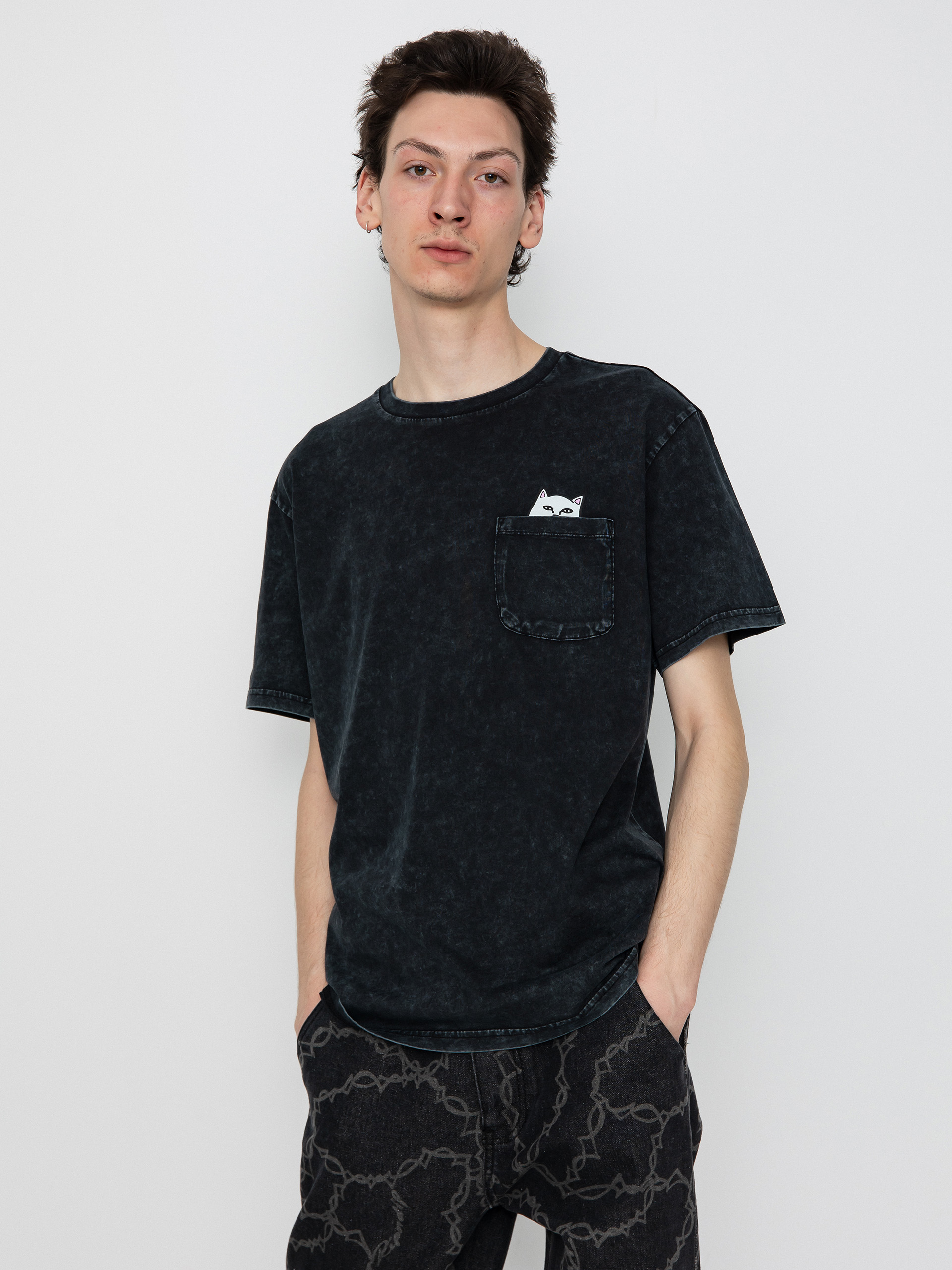 Tricou RipNDip Lord Nermal Pocket (black mineral wash)