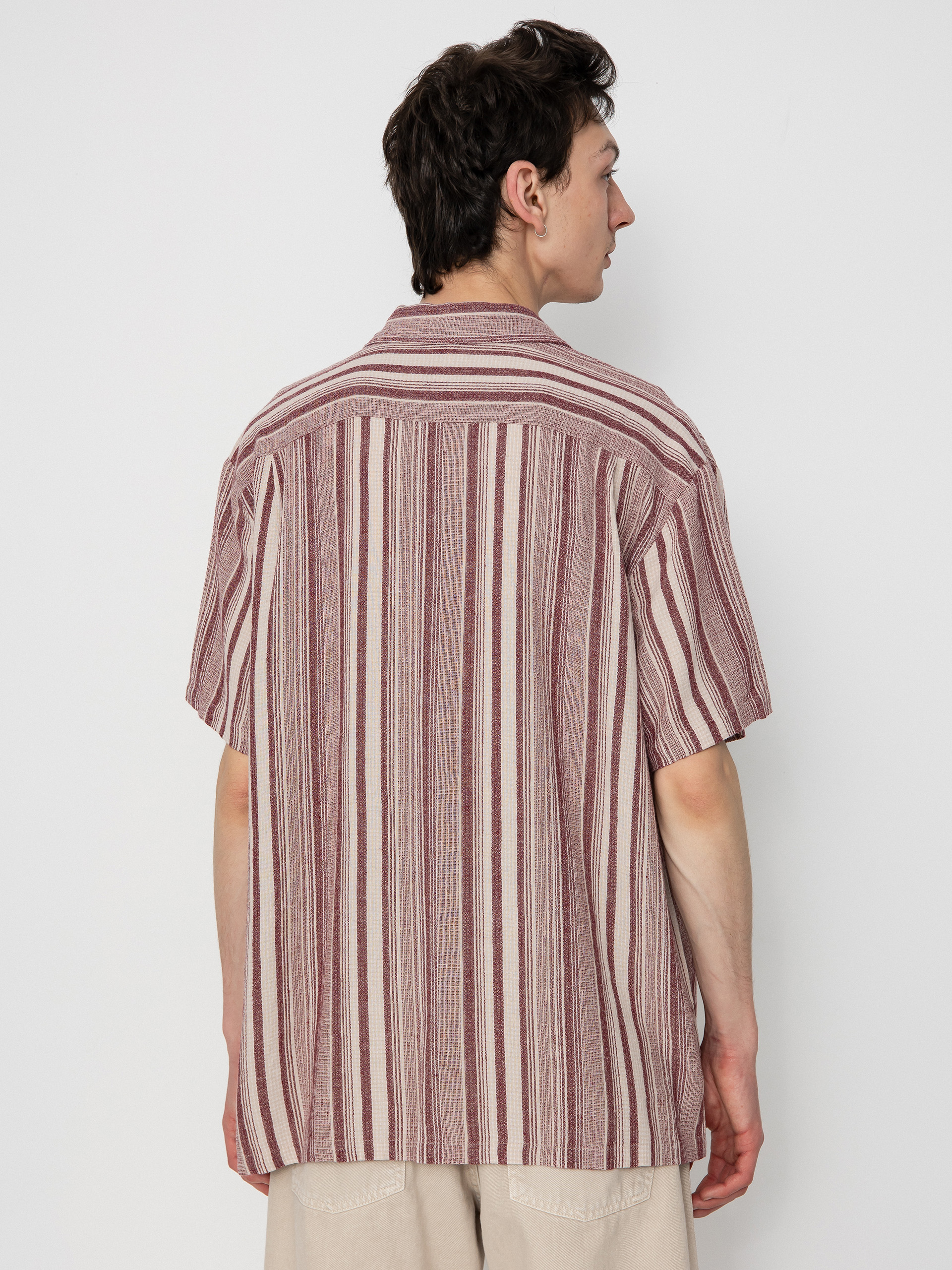 Cămașă Brixton Bunker Seersucker (cranberry juice/off white)