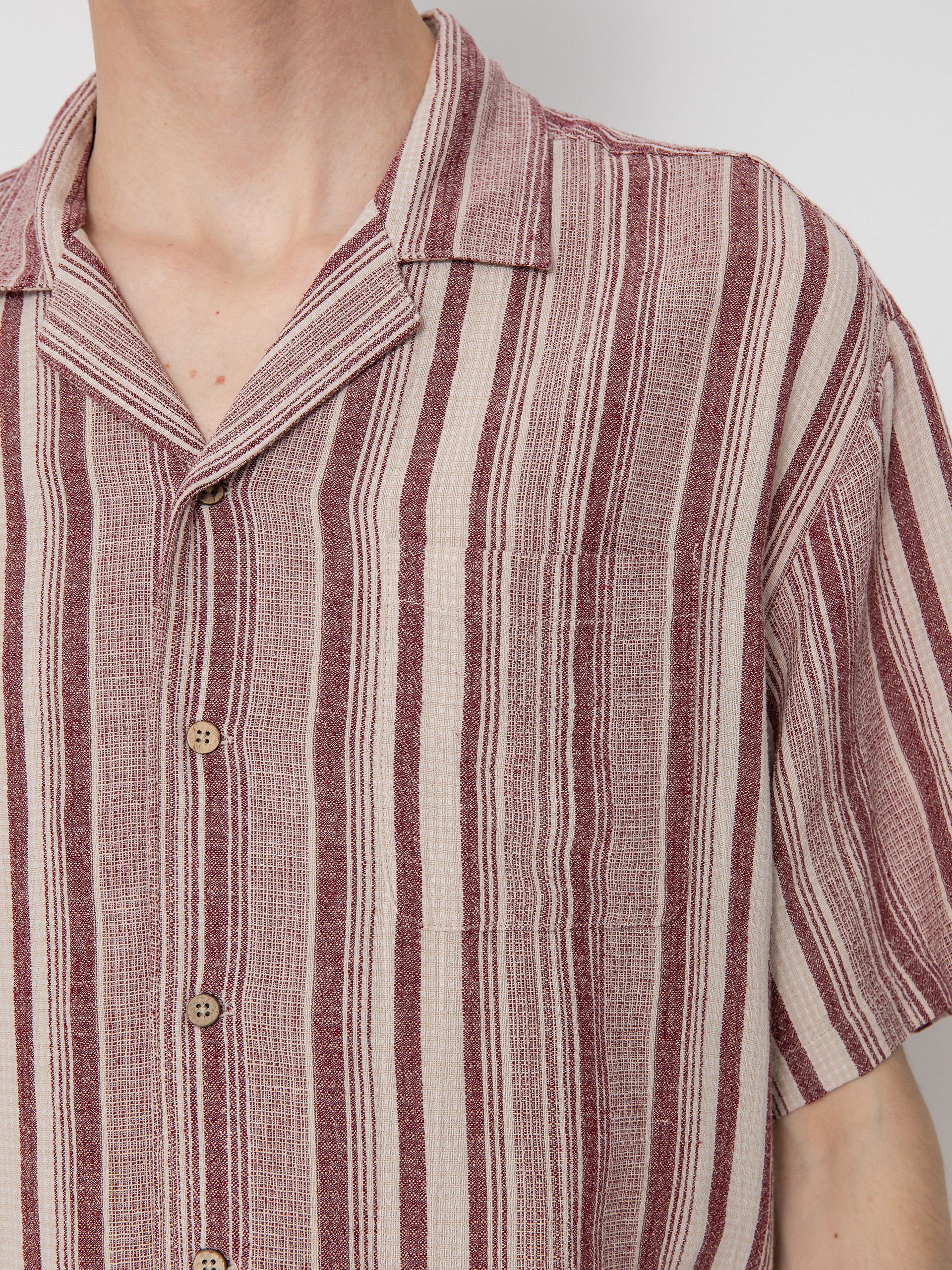 Cămașă Brixton Bunker Seersucker (cranberry juice/off white)