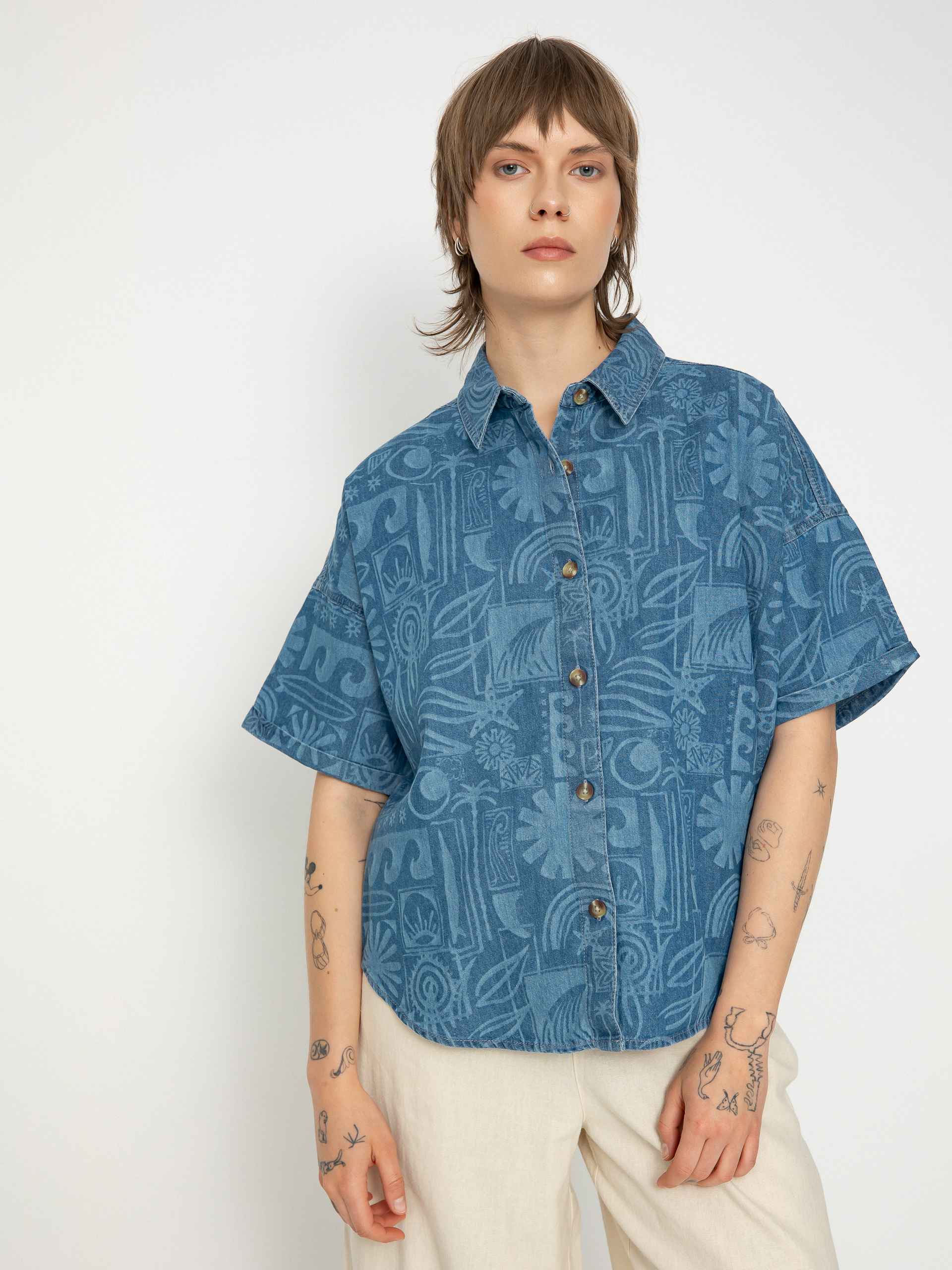 Cămașă Roxy Beach Nostalgia Denim Wmn (medium blue)