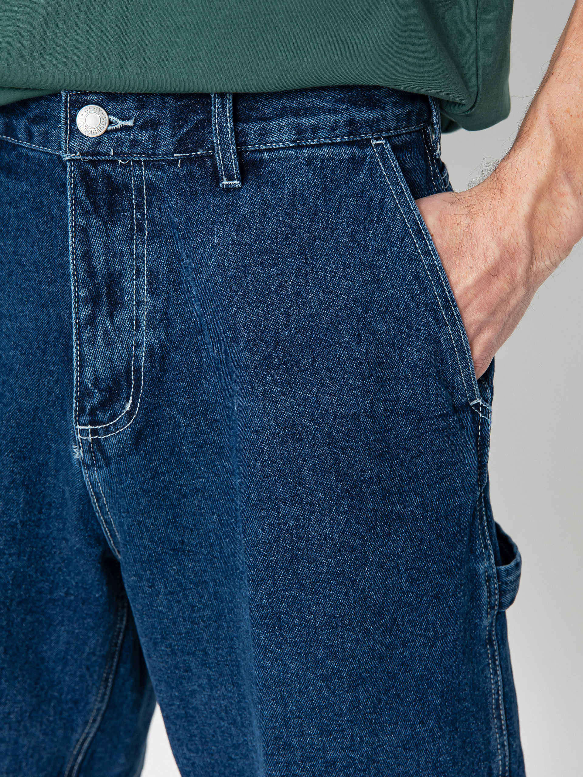 Șort OBEY Bigwig Denim Carpenter (stone wash indigo)