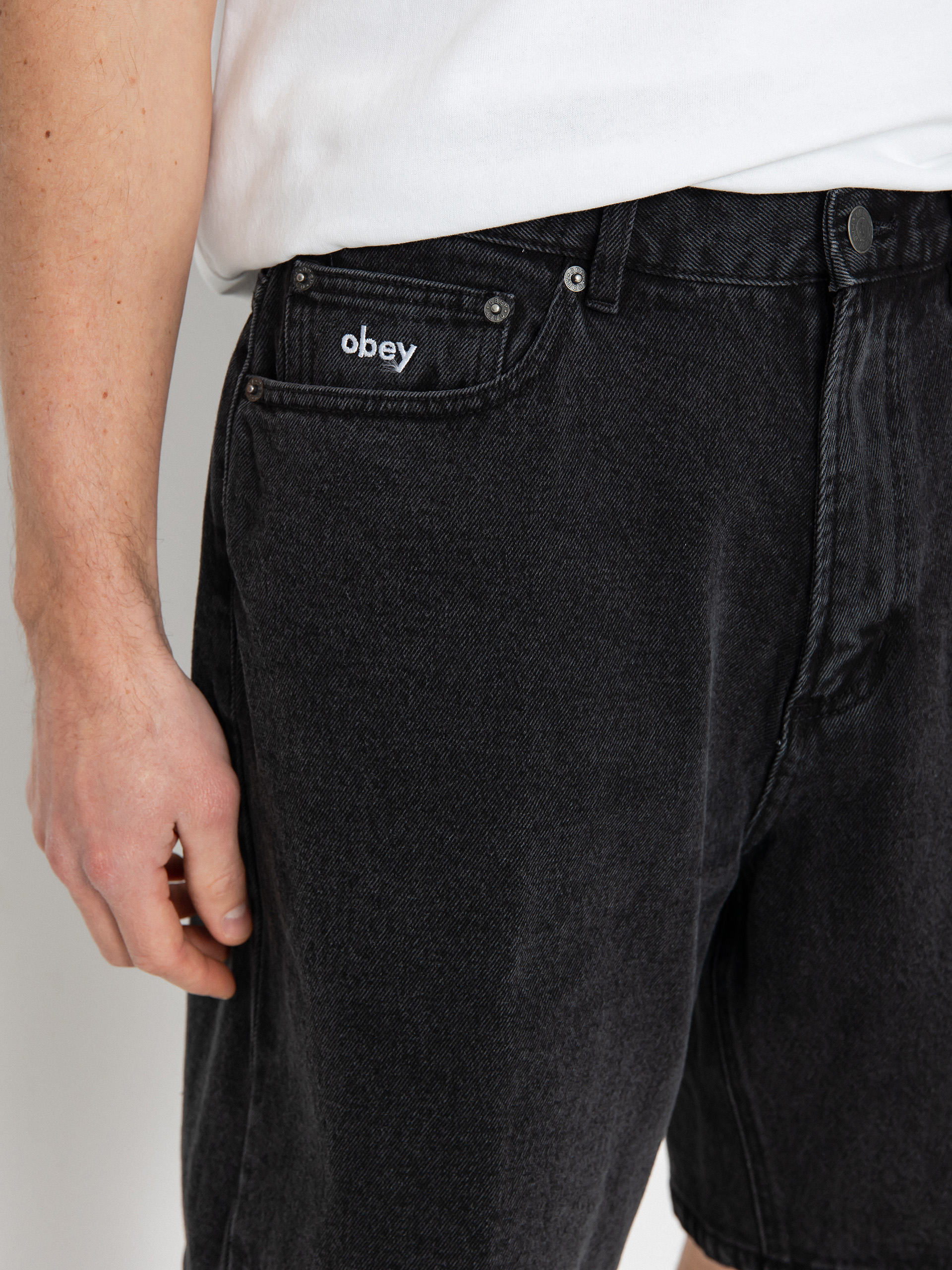 Șort OBEY Bigwig Baggy Denim (faded black)