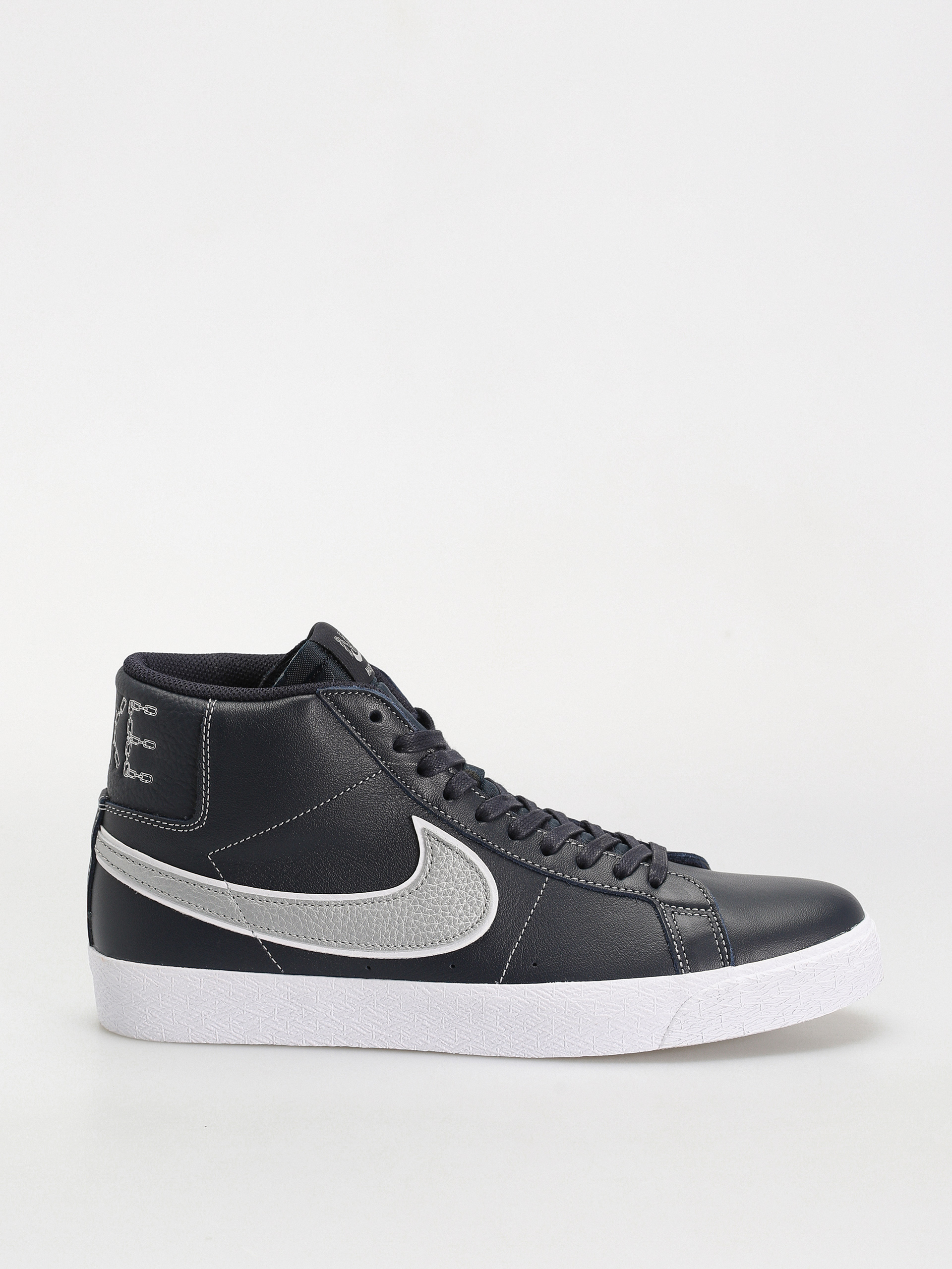 Pantofi Nike SB Zoom Blazer Mid Mason Silva QS (dark obsidian/metallic silver white)