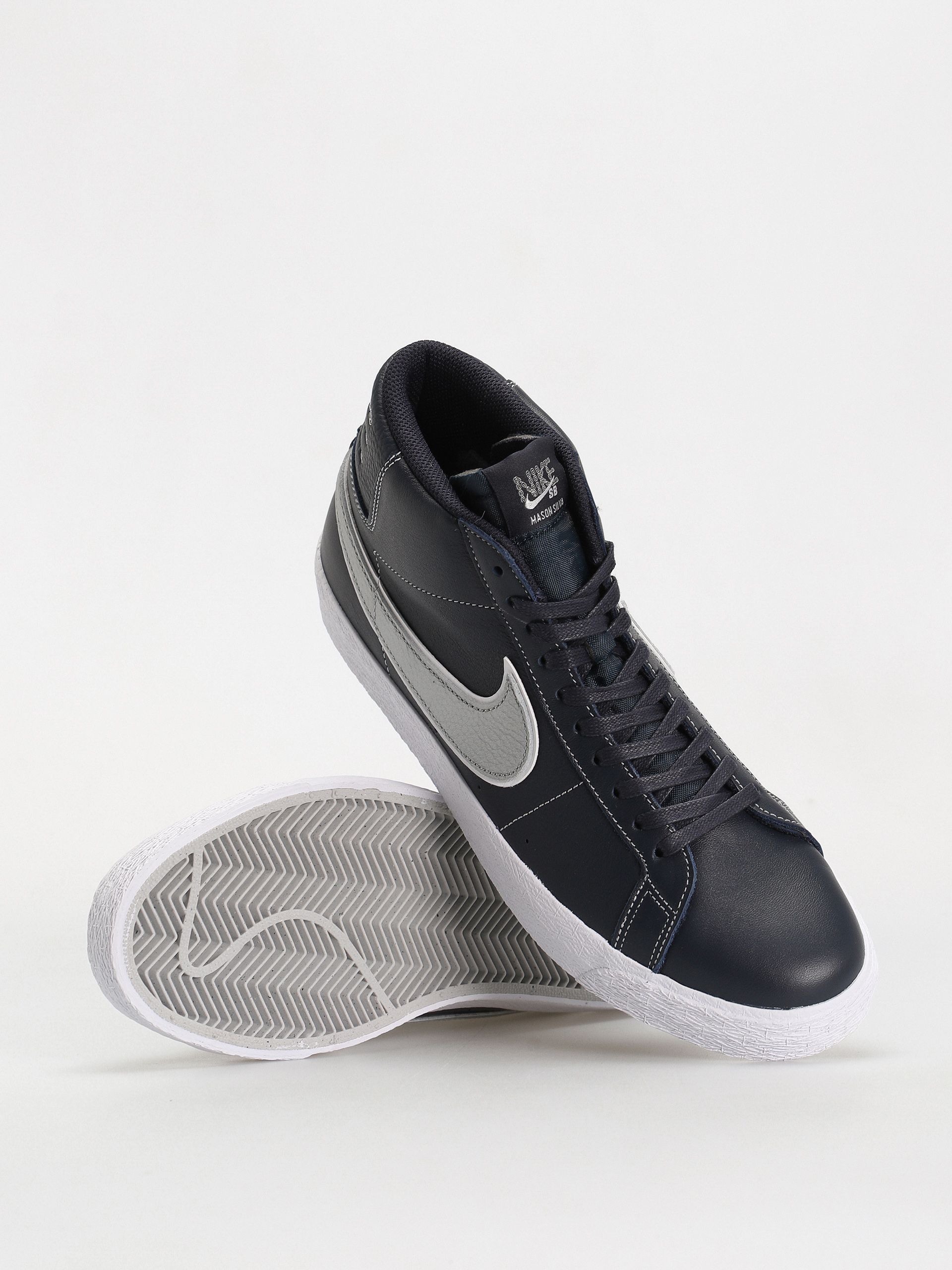 Pantofi Nike SB Zoom Blazer Mid Mason Silva QS (dark obsidian/metallic silver white)