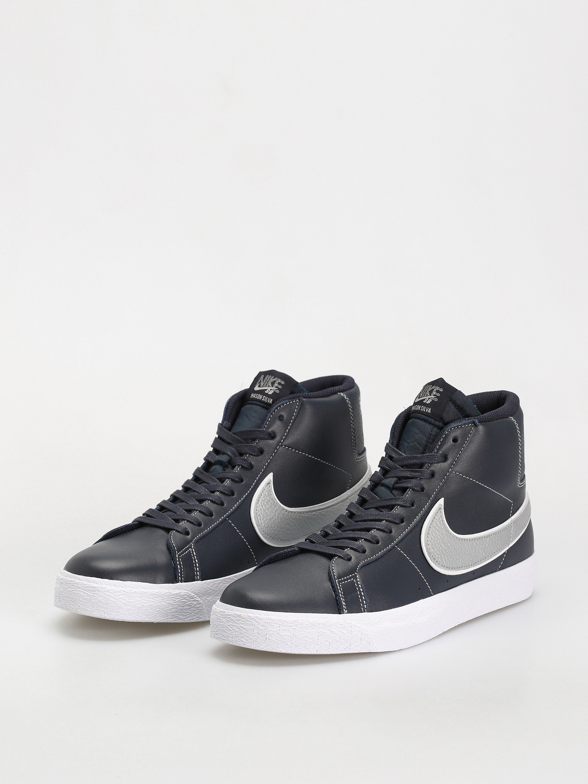 Pantofi Nike SB Zoom Blazer Mid Mason Silva QS (dark obsidian/metallic silver white)