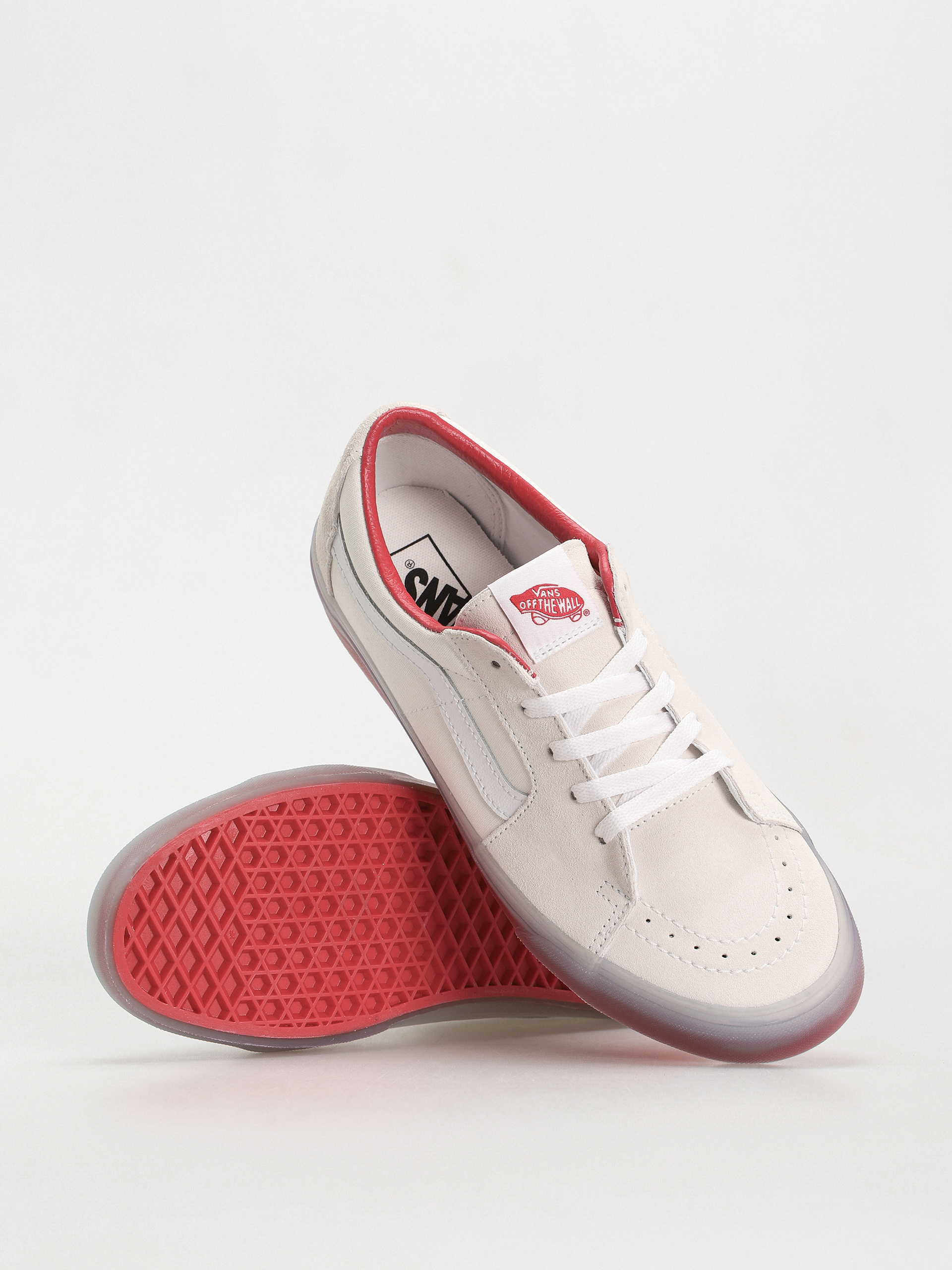 Pantofi Vans Sk8 Low (translucent sidewall white/red)