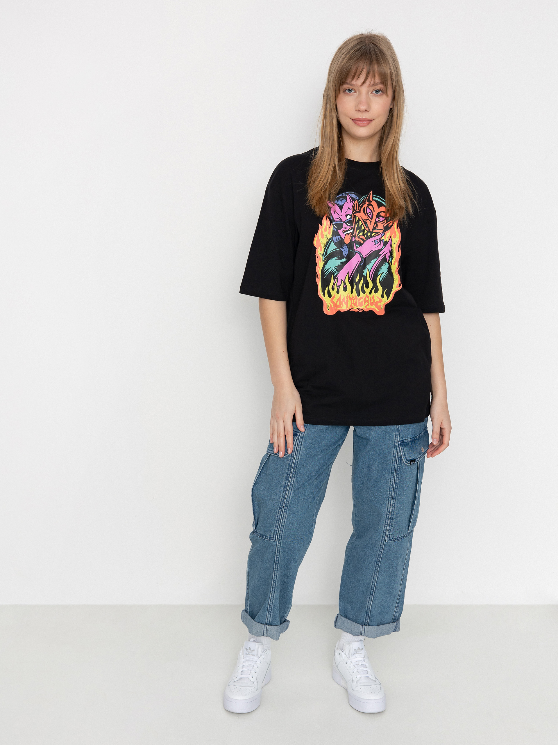 Tricou Santa Cruz Delfino Devil Front Oversized Wmn (black)