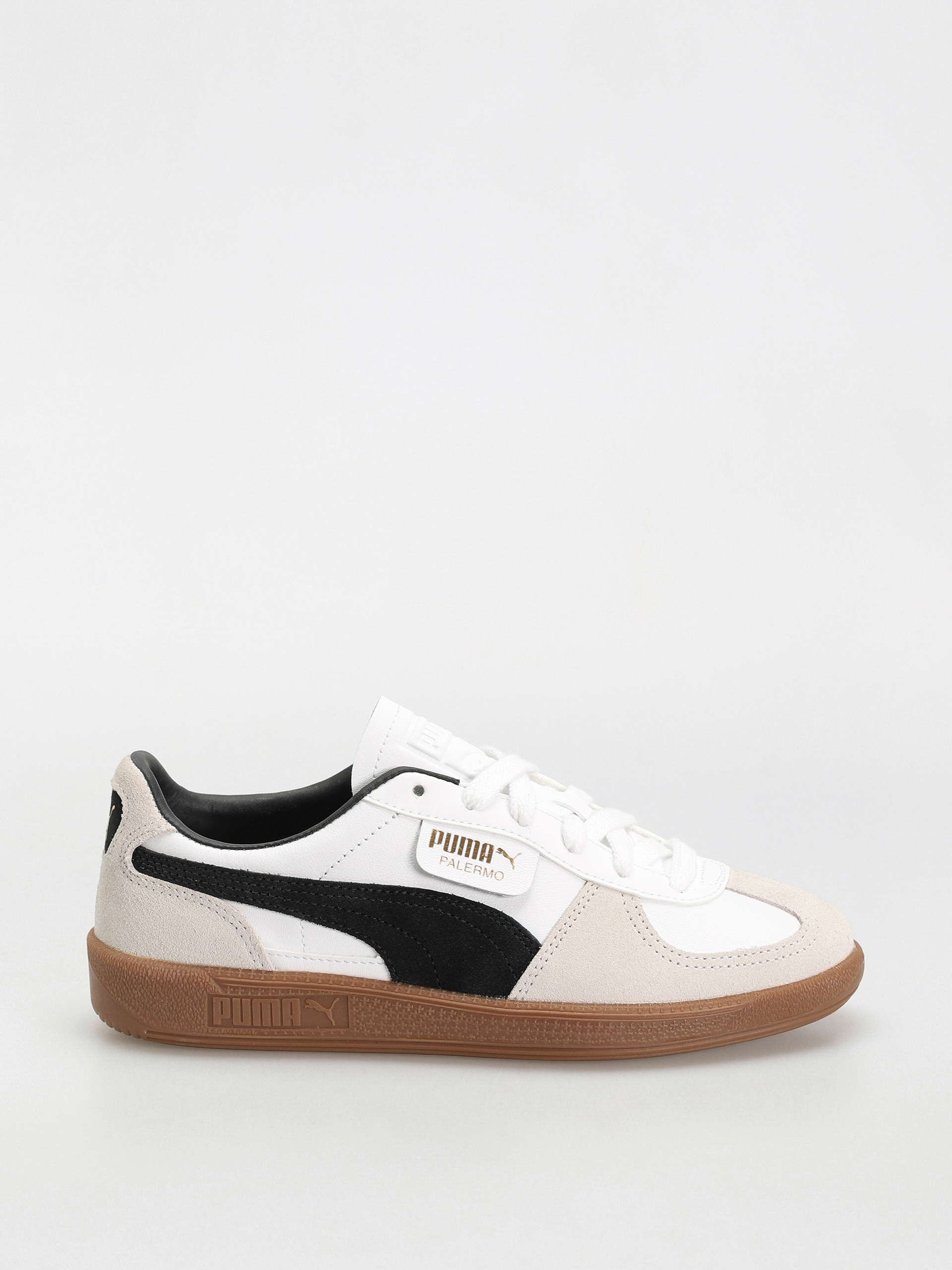 Pantofi Puma Palermo Leather - alb (puma white vapor gray gum)
