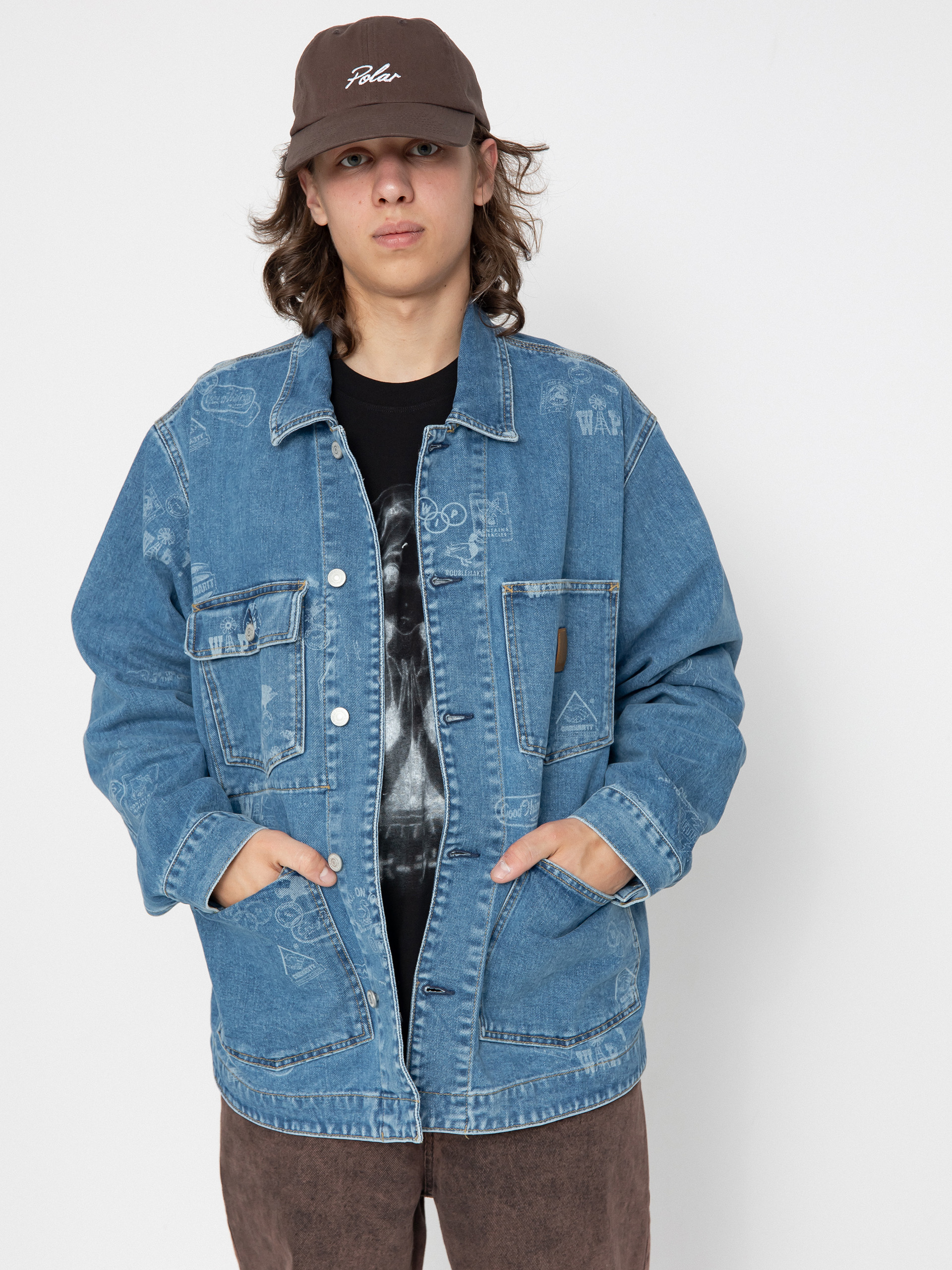 Geacă Carhartt WIP Tigan - albastru (black/blue fog/garment dyed)