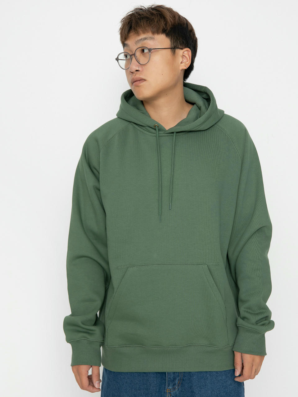 Hanorac cu glugă Carhartt WIP Chase HD (duck green/gold)