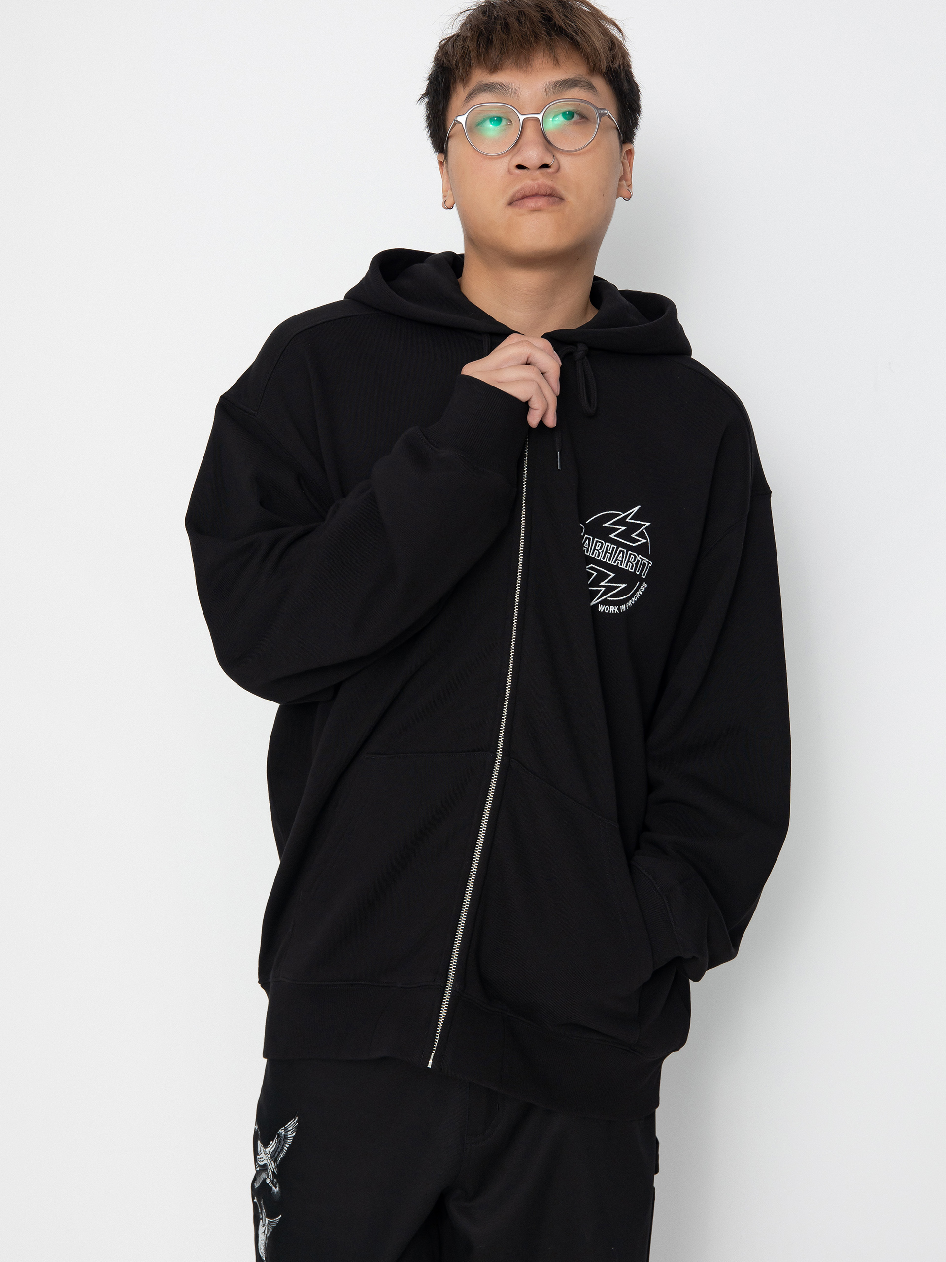Hanorac cu glugă Carhartt WIP Ablaze ZHD (black/wax)
