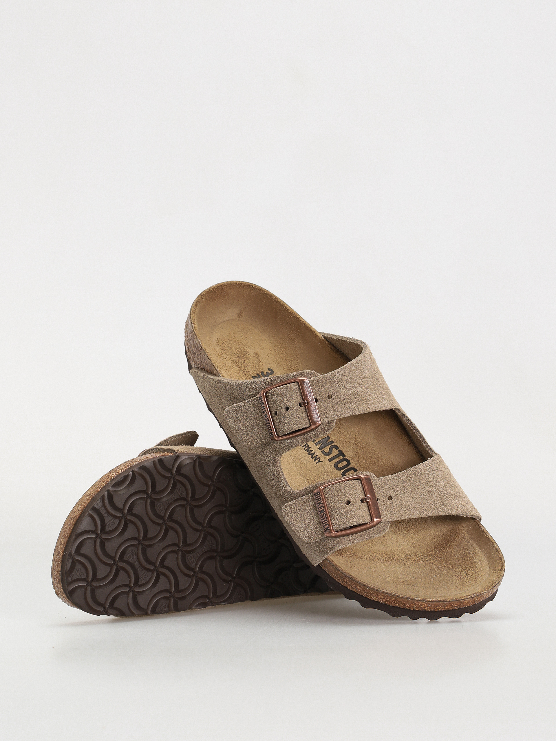 Șlapi Birkenstock Arizona Suede Leather Narrow Wmn (taupe)