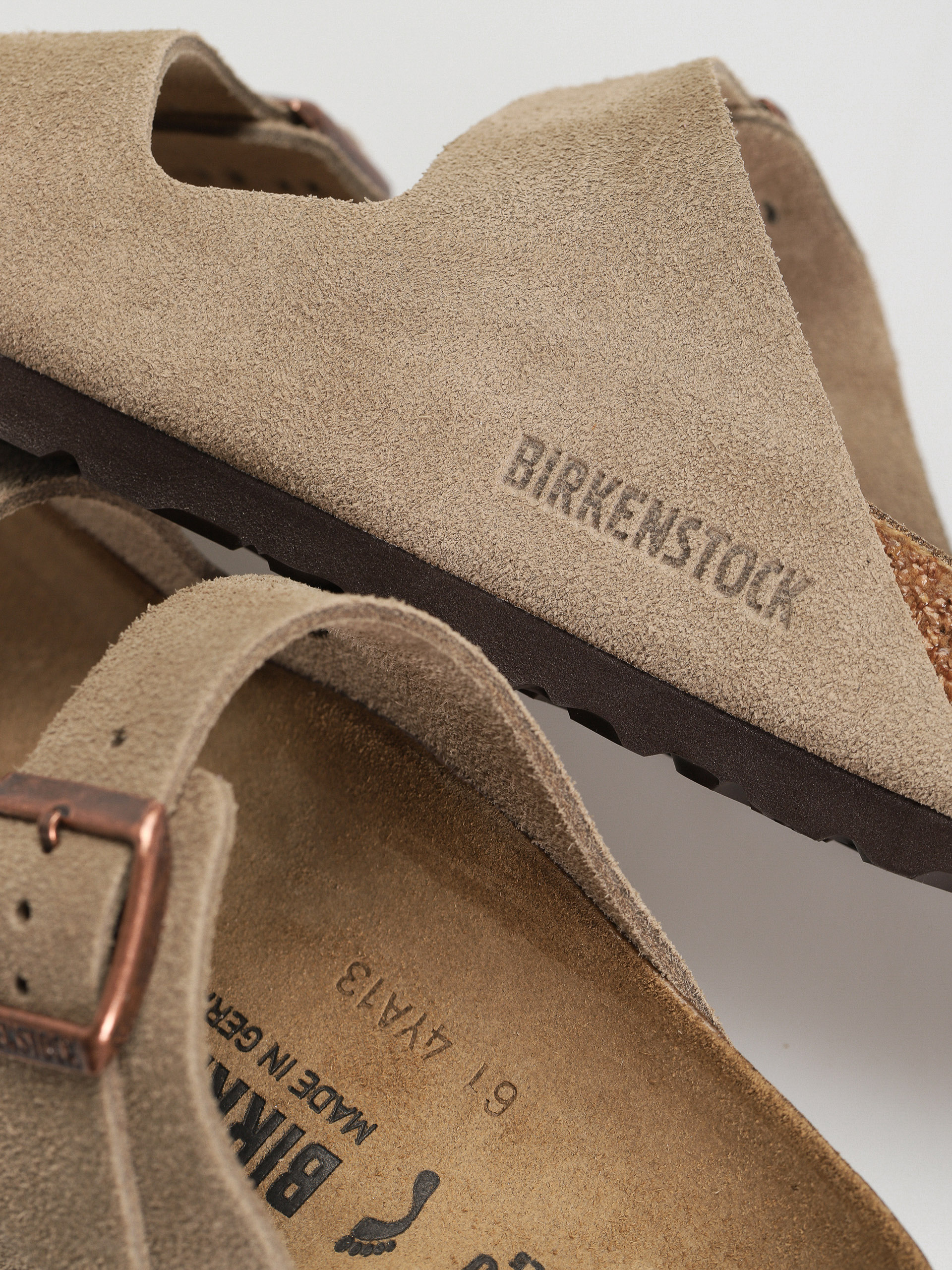 Șlapi Birkenstock Arizona Suede Leather Narrow Wmn (taupe)