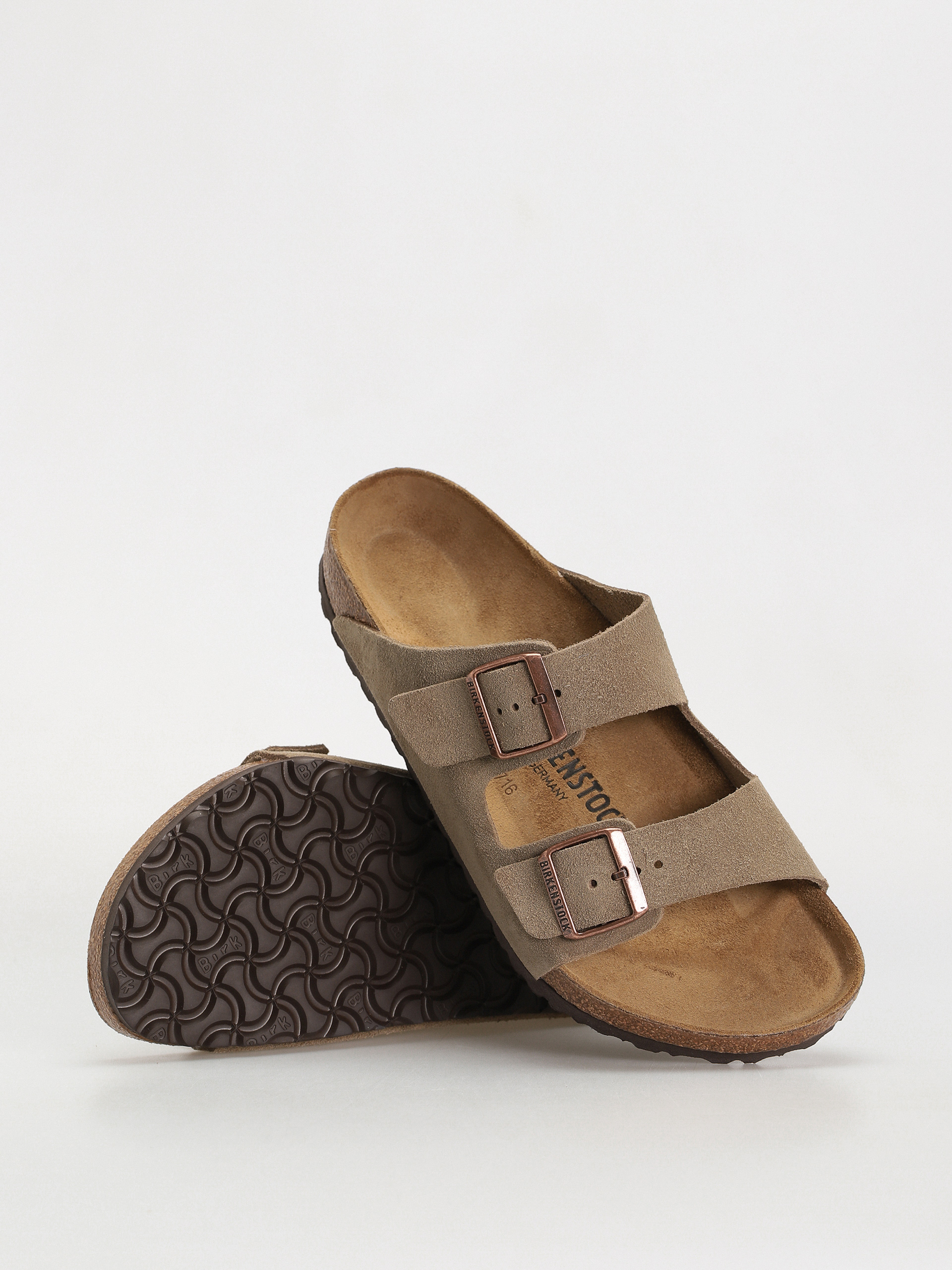 Șlapi Birkenstock Arizona Suede Leather Regular - maro (taupe)